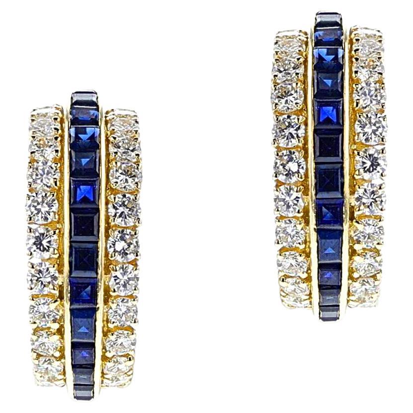 Van Cleef & Arpels Saphir- und Diamant-Ohrringe mit halber Creolen, 18k