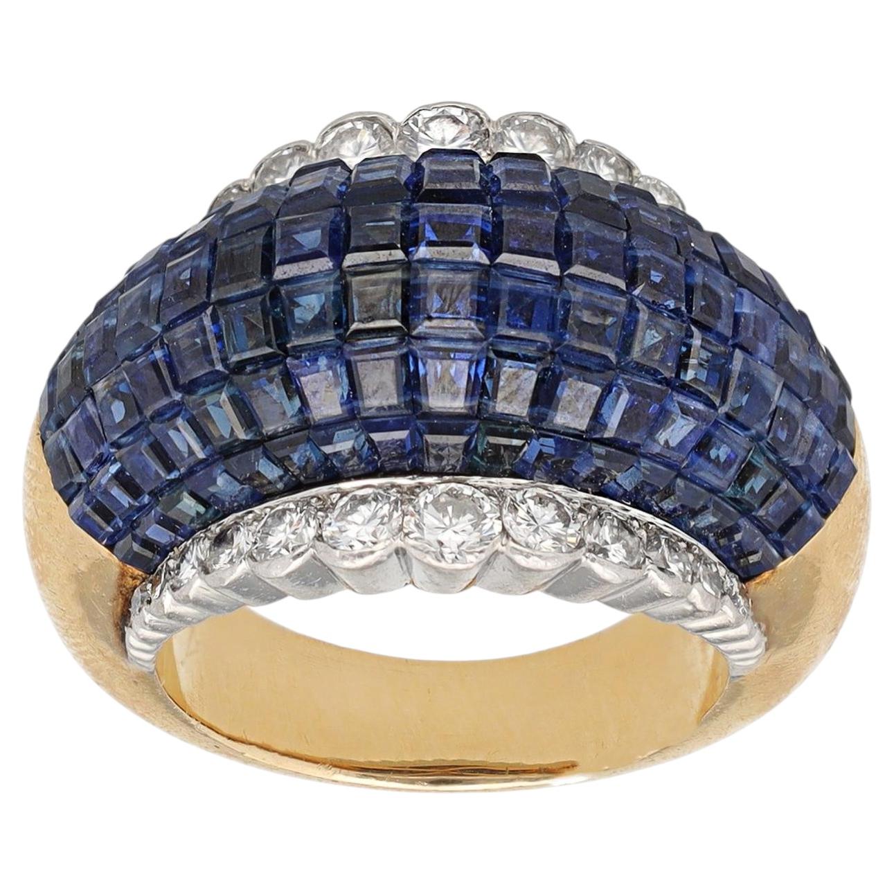 VAN CLEEF & ARPELS Sapphire and Diamond Myster Set Ring