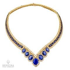 Van Cleef & Arpels Saphir- und Diamant-Halskette aus 18K Gelbgold