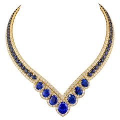 Van Cleef & Arpels Saphir- und Diamant-Halskette aus 18K Gelbgold