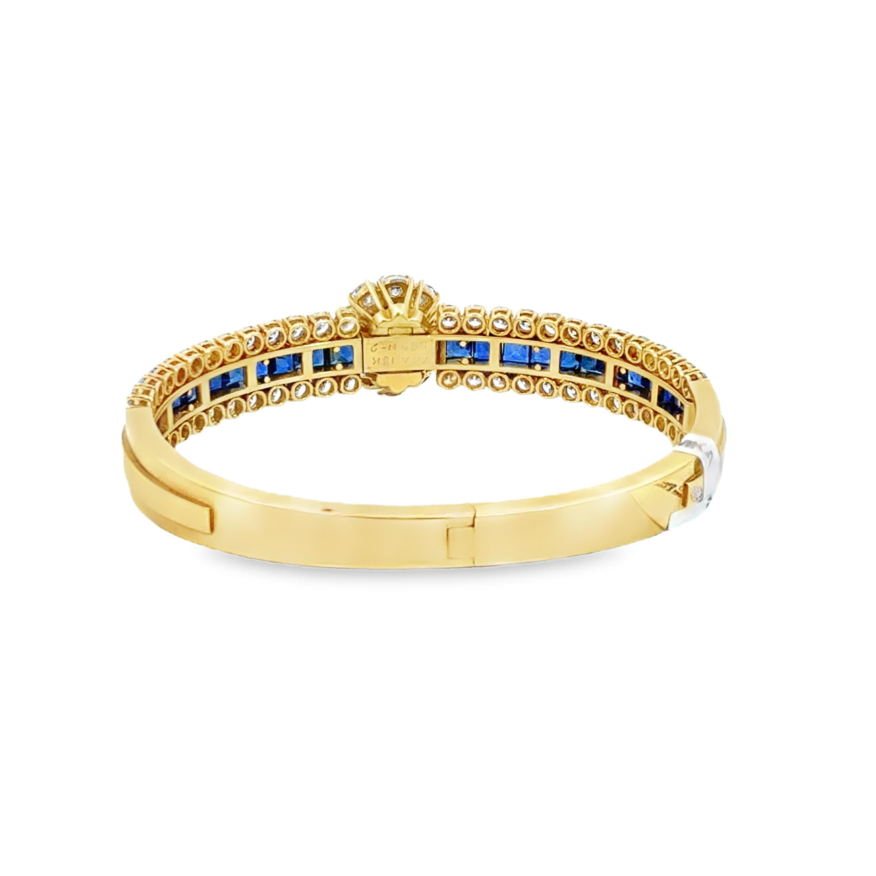 Van Cleef & Arpels Sapphire and Diamond Retro Vintage Bangle Bracelet 5