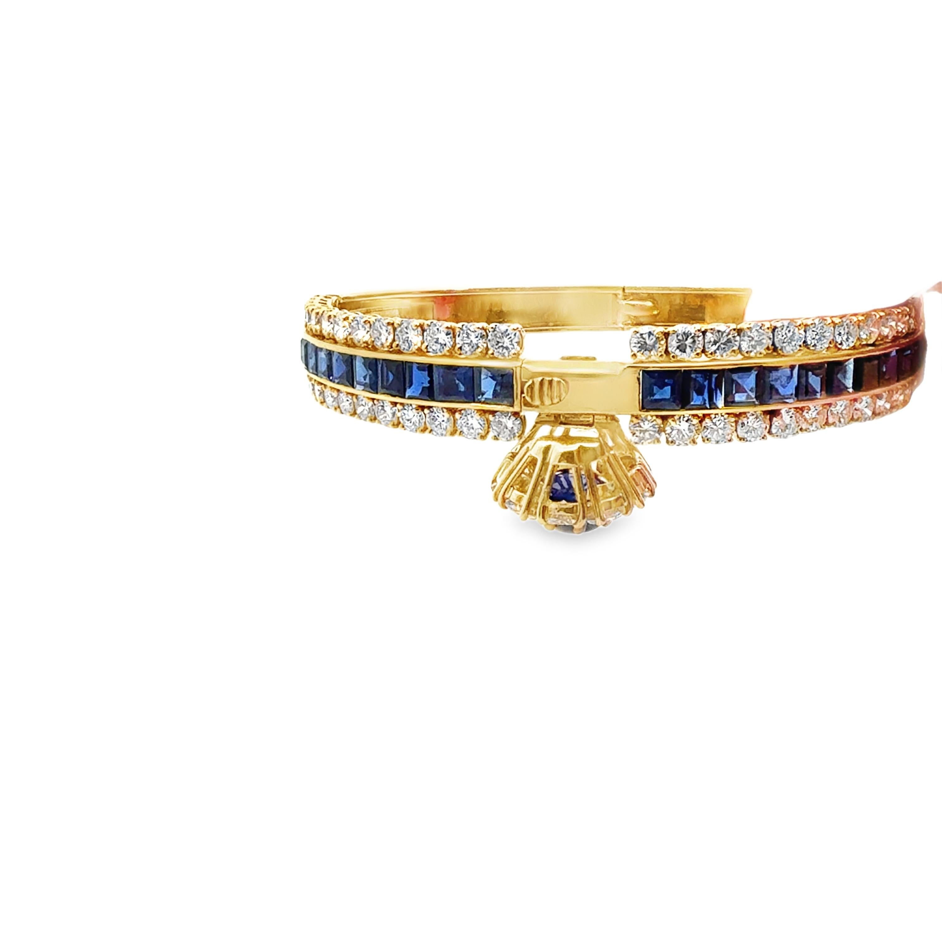 Women's or Men's Van Cleef & Arpels Sapphire and Diamond Retro Vintage Bangle Bracelet