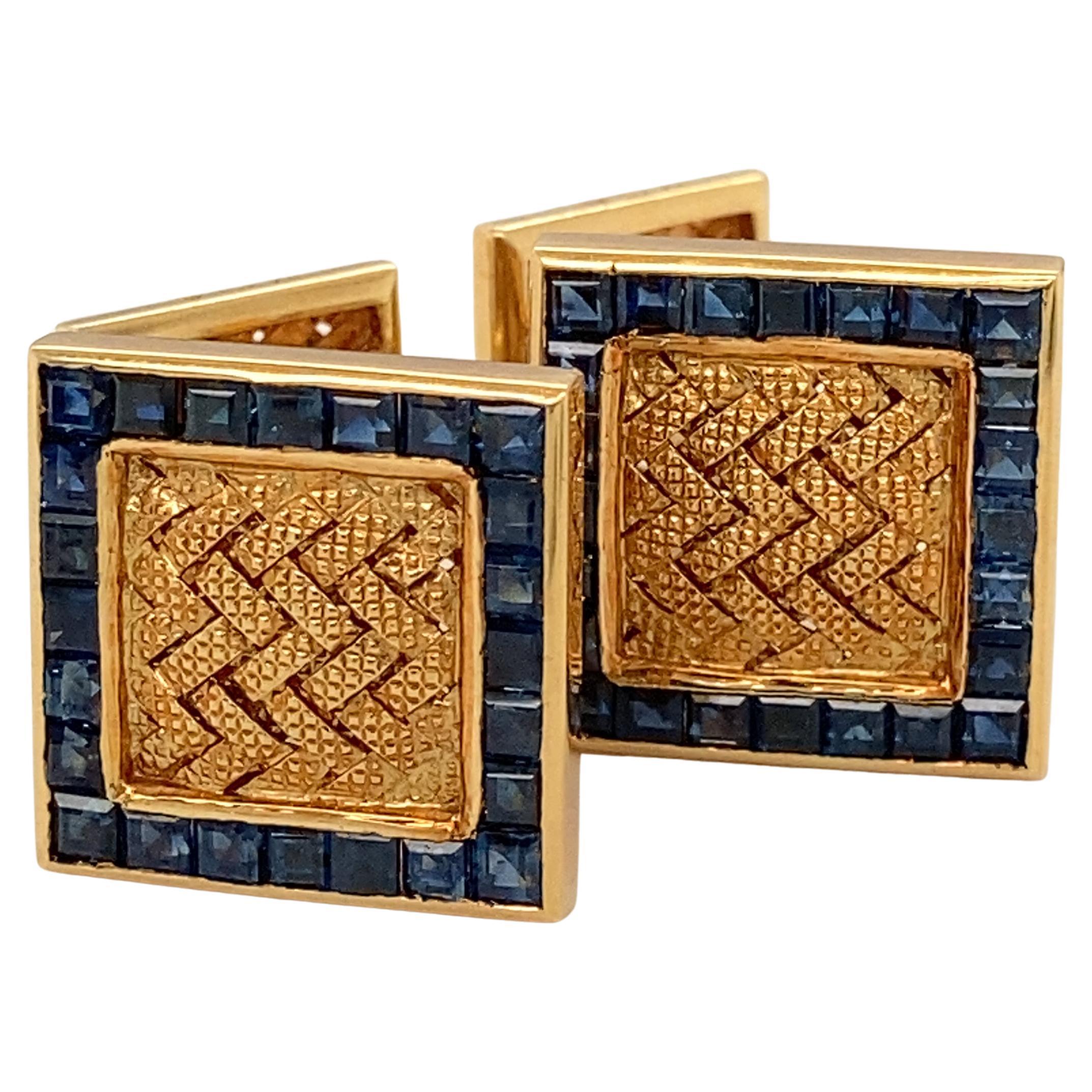 Van Cleef & Arpels Sapphire and Gold cufflinks, 1970s