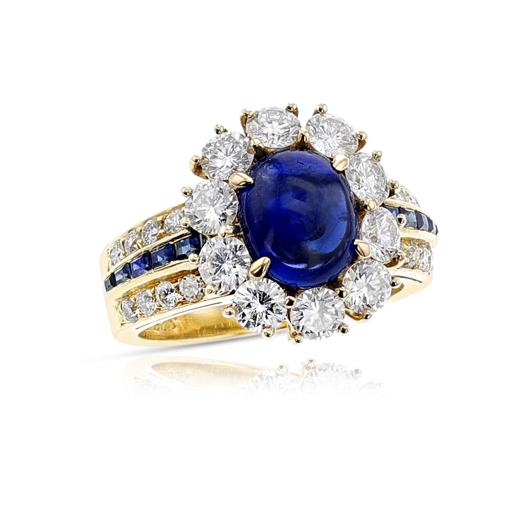 da uomo o donna Anello Van Cleef & Arpels con zaffiro cabochon e diamanti, 18 ct. in vendita