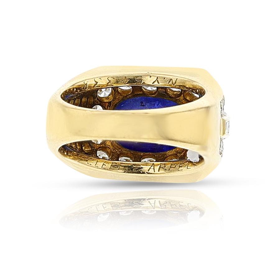 Van Cleef & Arpels Sapphire Cabochon and Diamond Ring, 18k For Sale 1
