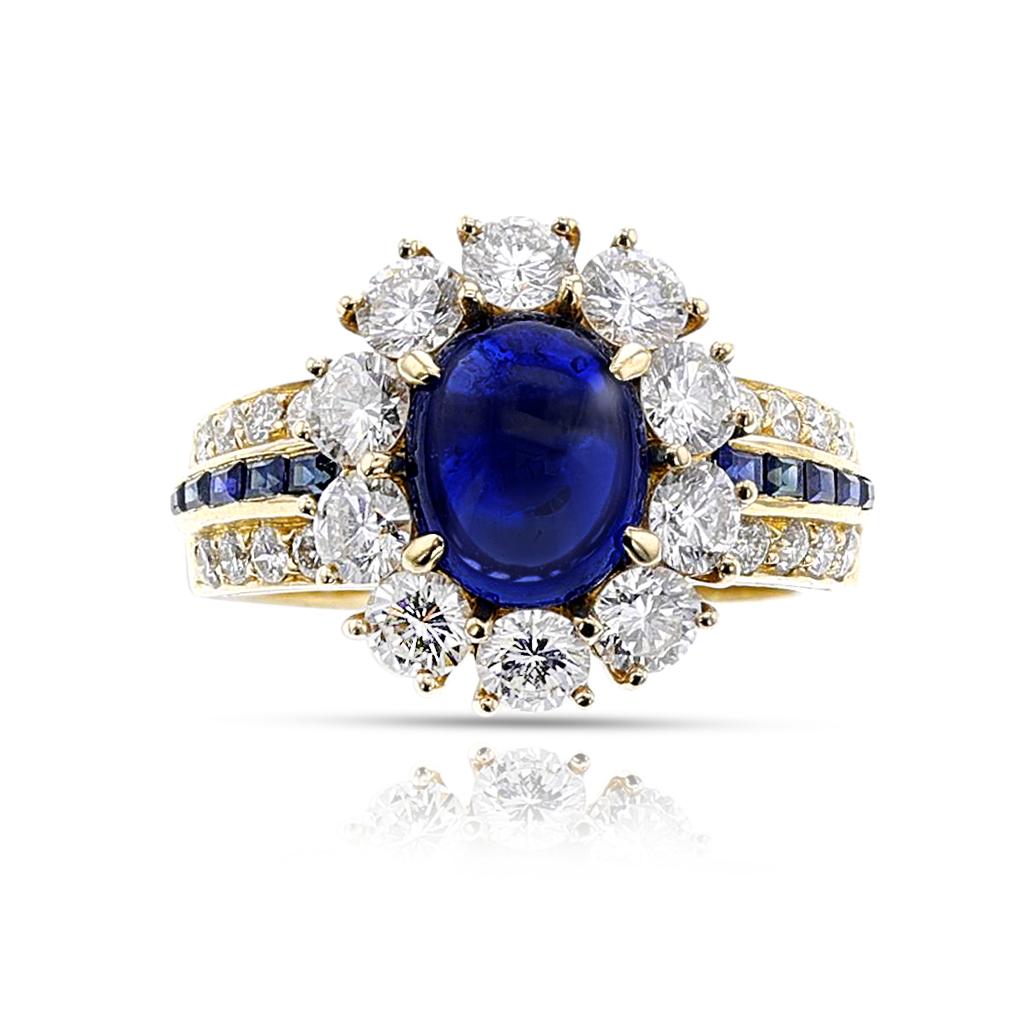 Anello Van Cleef & Arpels con zaffiro cabochon e diamanti, 18 ct. in vendita 1