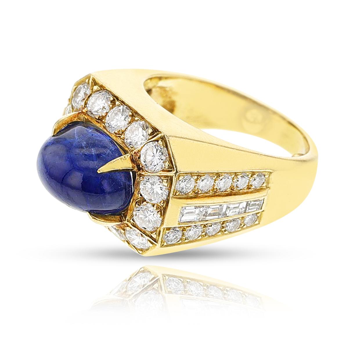 Van Cleef & Arpels Sapphire Cabochon and Diamond Ring, 18k For Sale 2