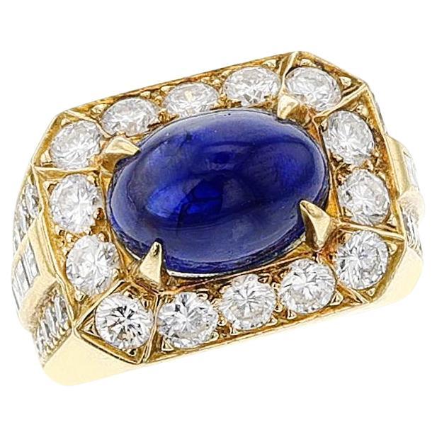Van Cleef & Arpels Sapphire Cabochon and Diamond Ring, 18k