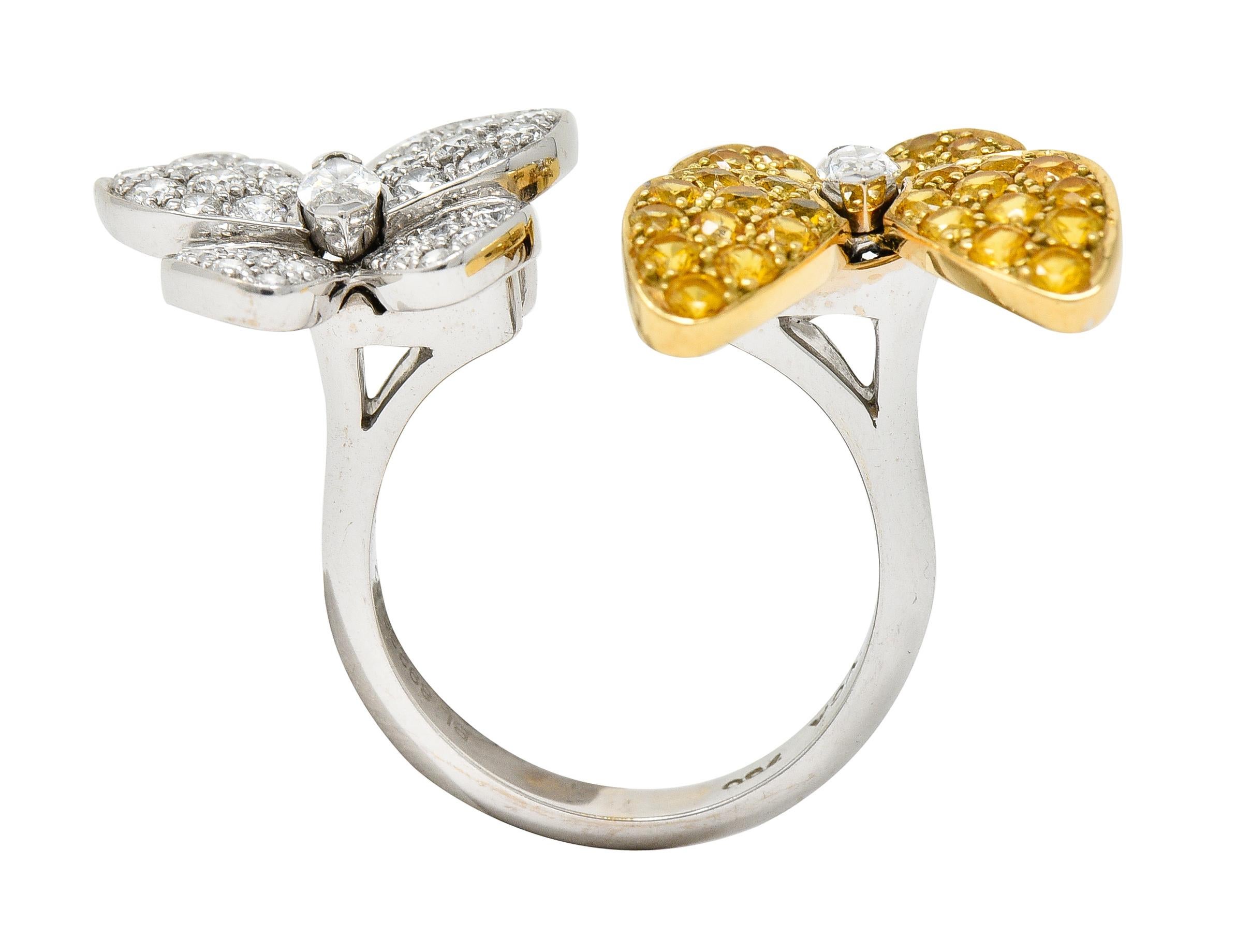 Van Cleef & Arpels Saphir-Diamant-Ring aus 18 Karat Gold mit zwei Schmetterlingen 4