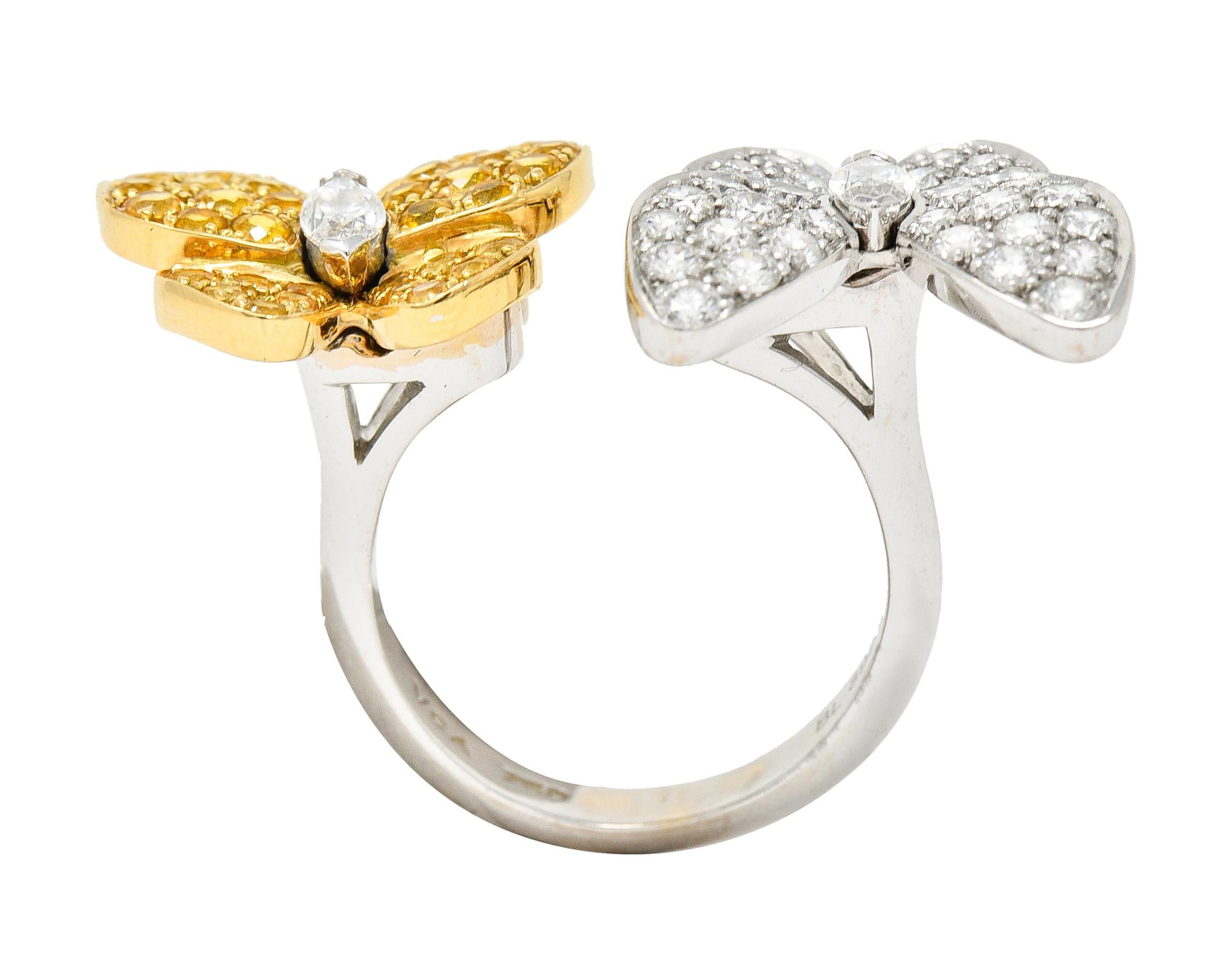 Van Cleef & Arpels Saphir-Diamant-Ring aus 18 Karat Gold mit zwei Schmetterlingen 5