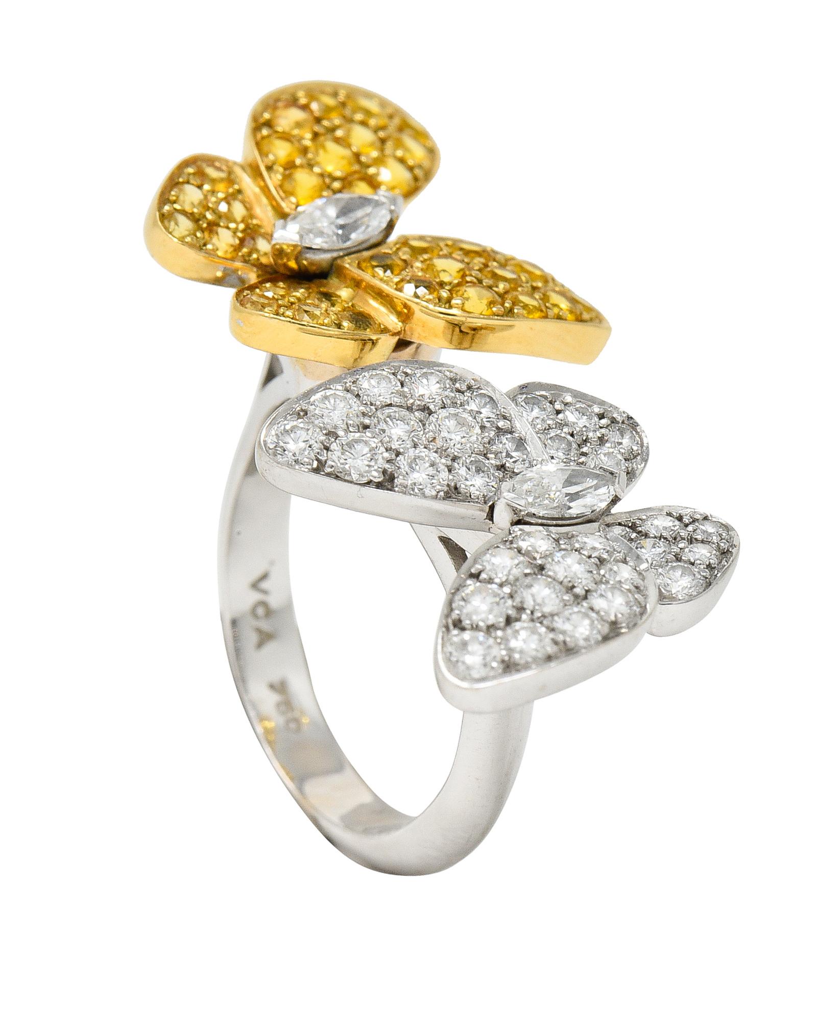 Van Cleef & Arpels Saphir-Diamant-Ring aus 18 Karat Gold mit zwei Schmetterlingen 6
