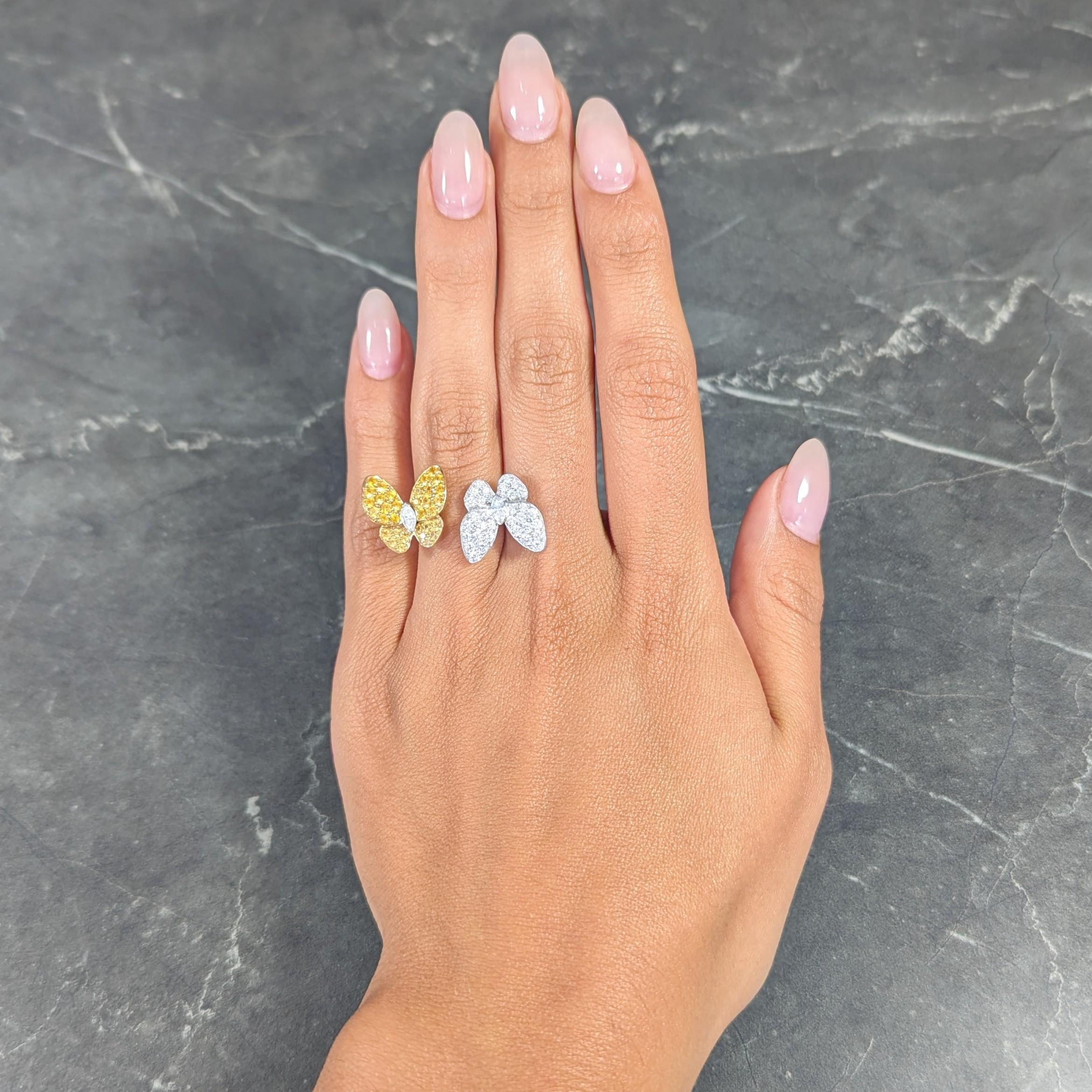 Van Cleef & Arpels Saphir-Diamant-Ring aus 18 Karat Gold mit zwei Schmetterlingen 7