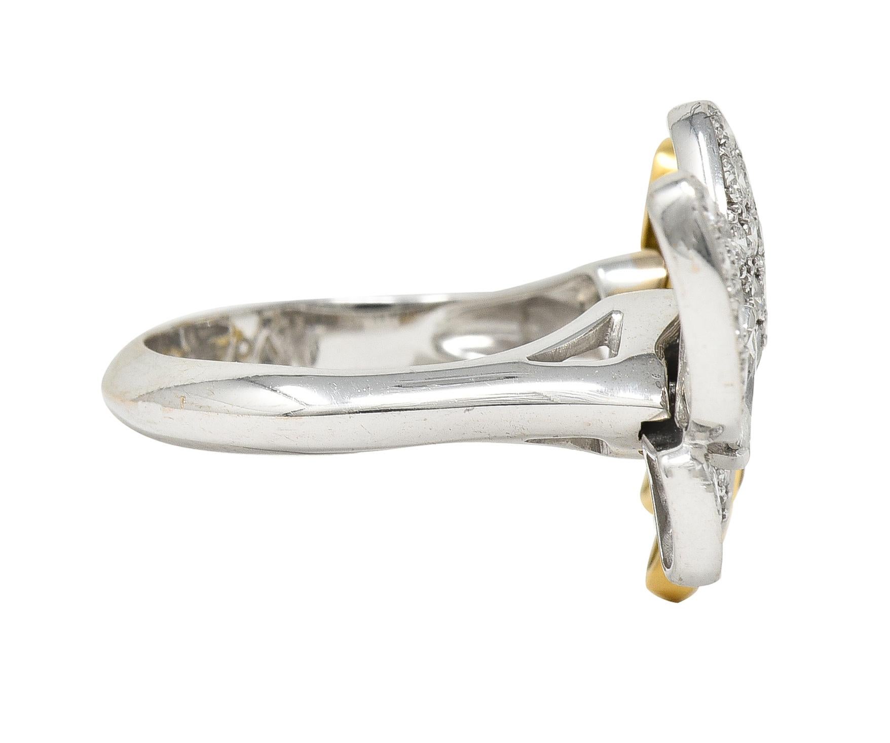 Van Cleef & Arpels Saphir-Diamant-Ring aus 18 Karat Gold mit zwei Schmetterlingen (Rundschliff)