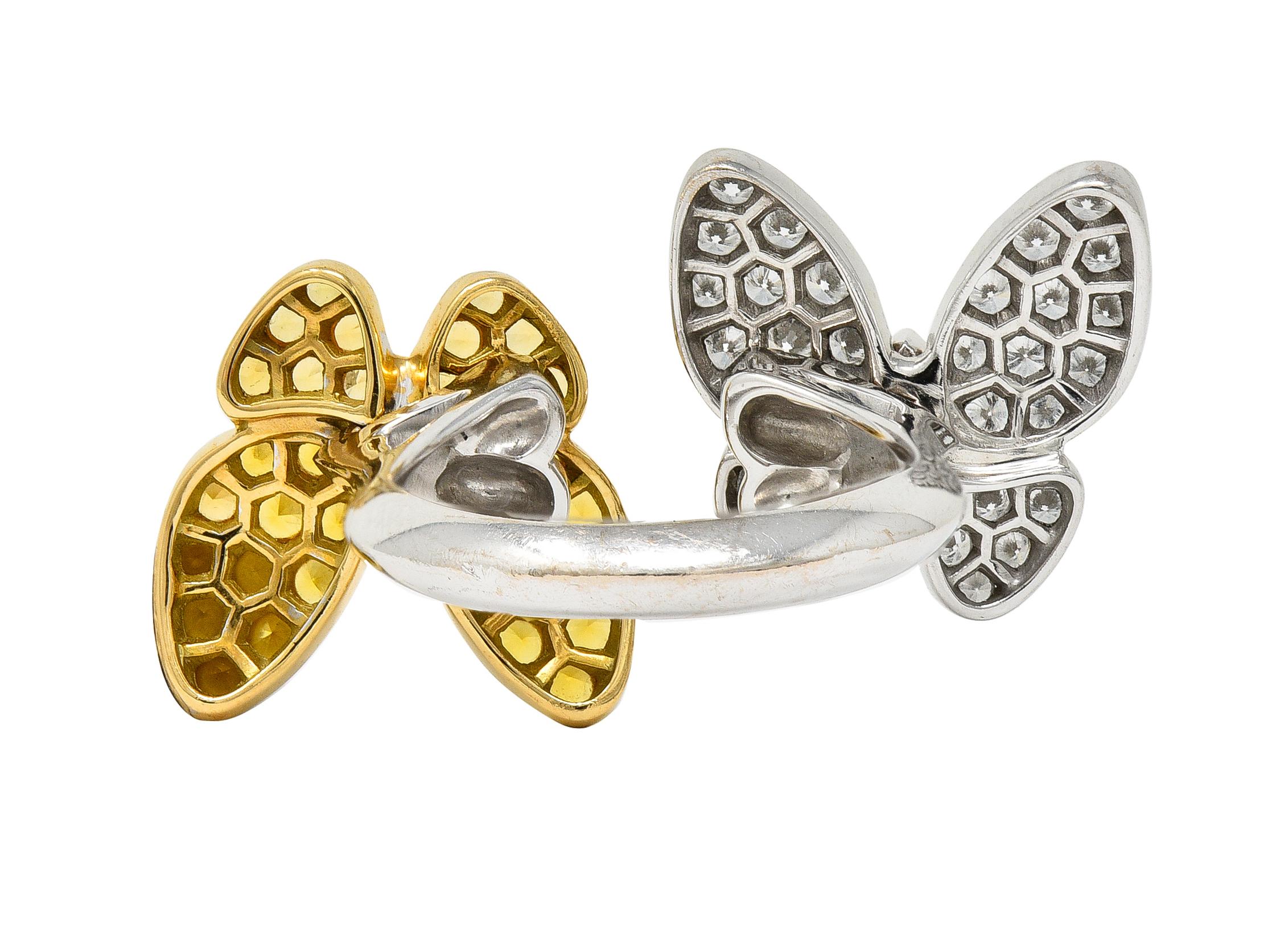 Van Cleef & Arpels Saphir-Diamant-Ring aus 18 Karat Gold mit zwei Schmetterlingen im Zustand „Hervorragend“ in Philadelphia, PA