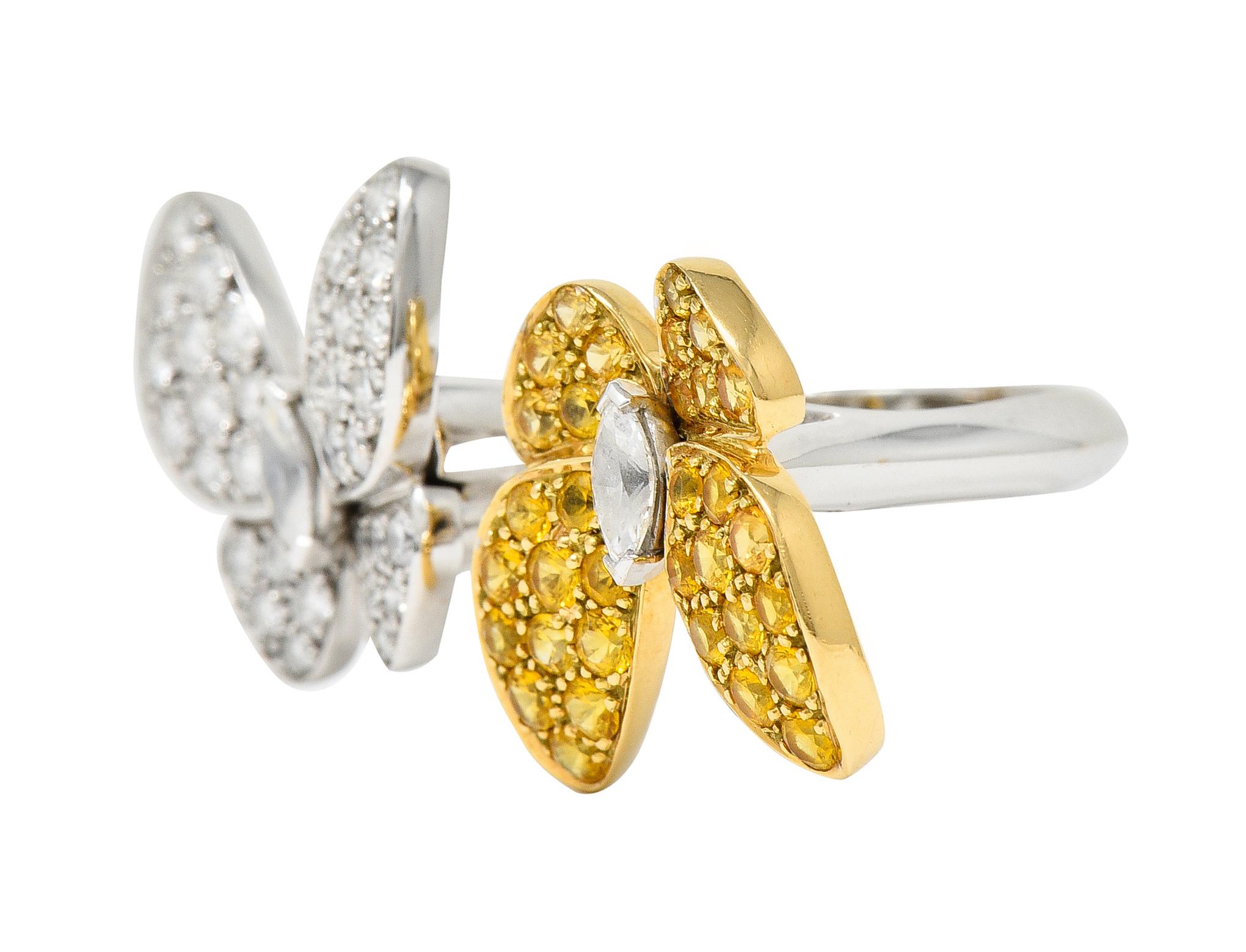 Van Cleef & Arpels Saphir-Diamant-Ring aus 18 Karat Gold mit zwei Schmetterlingen 1