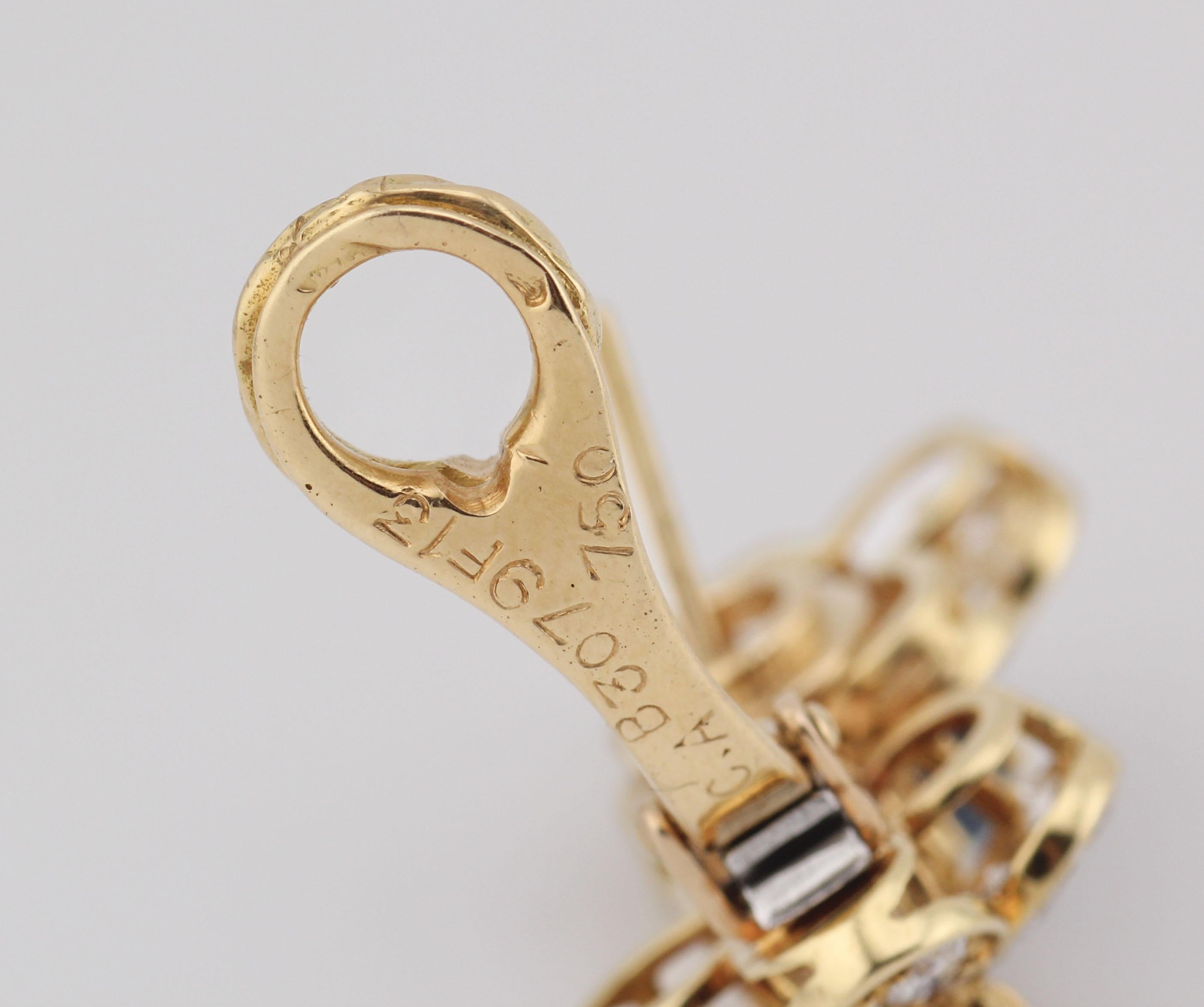 Van Cleef & Arpels - Orecchini a fiore con zaffiro e diamante in oro giallo 18 ct. in vendita 6