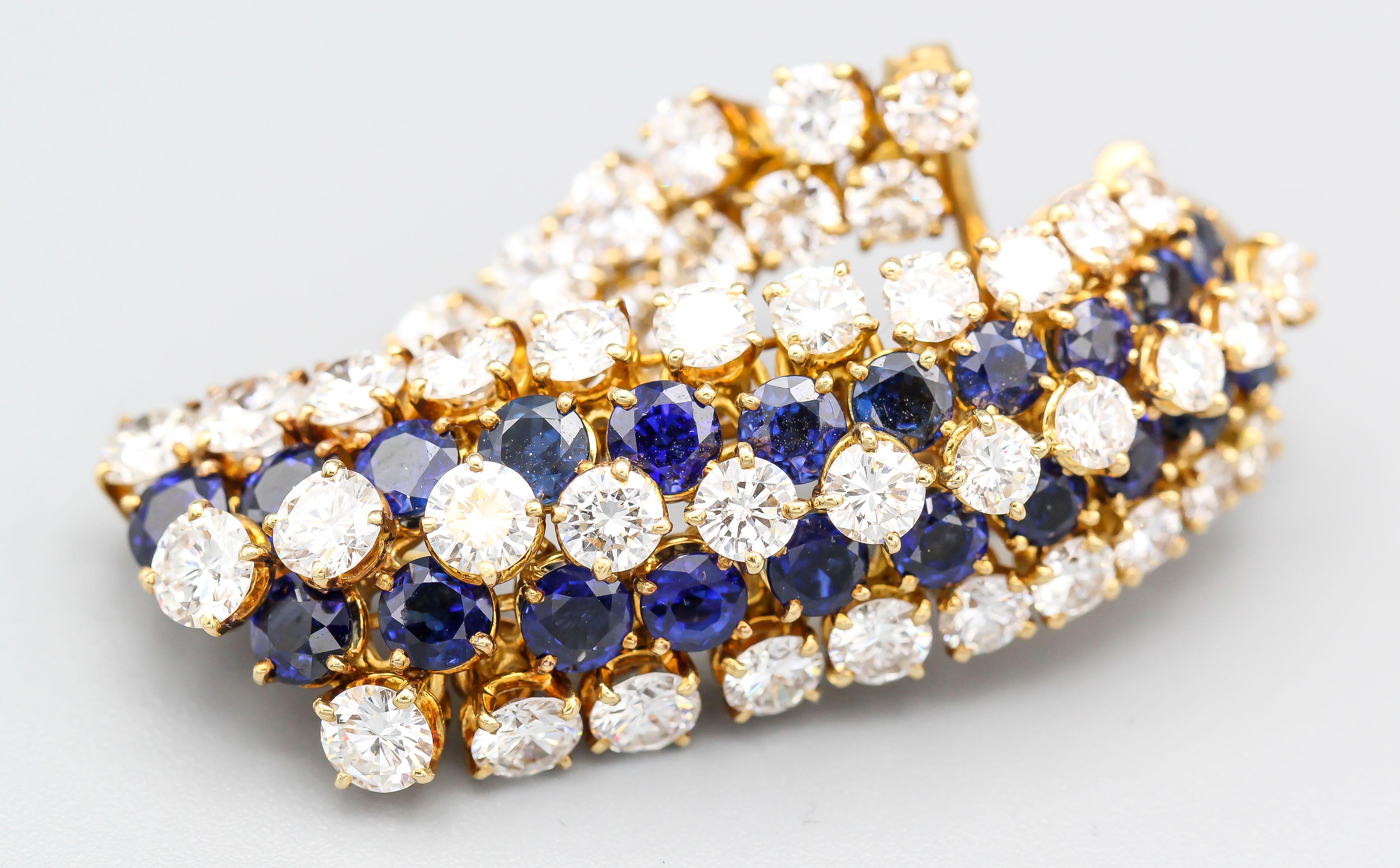 Van Cleef & Arpels Sapphire, Diamond and Gold Ear Pendant Earrings 8