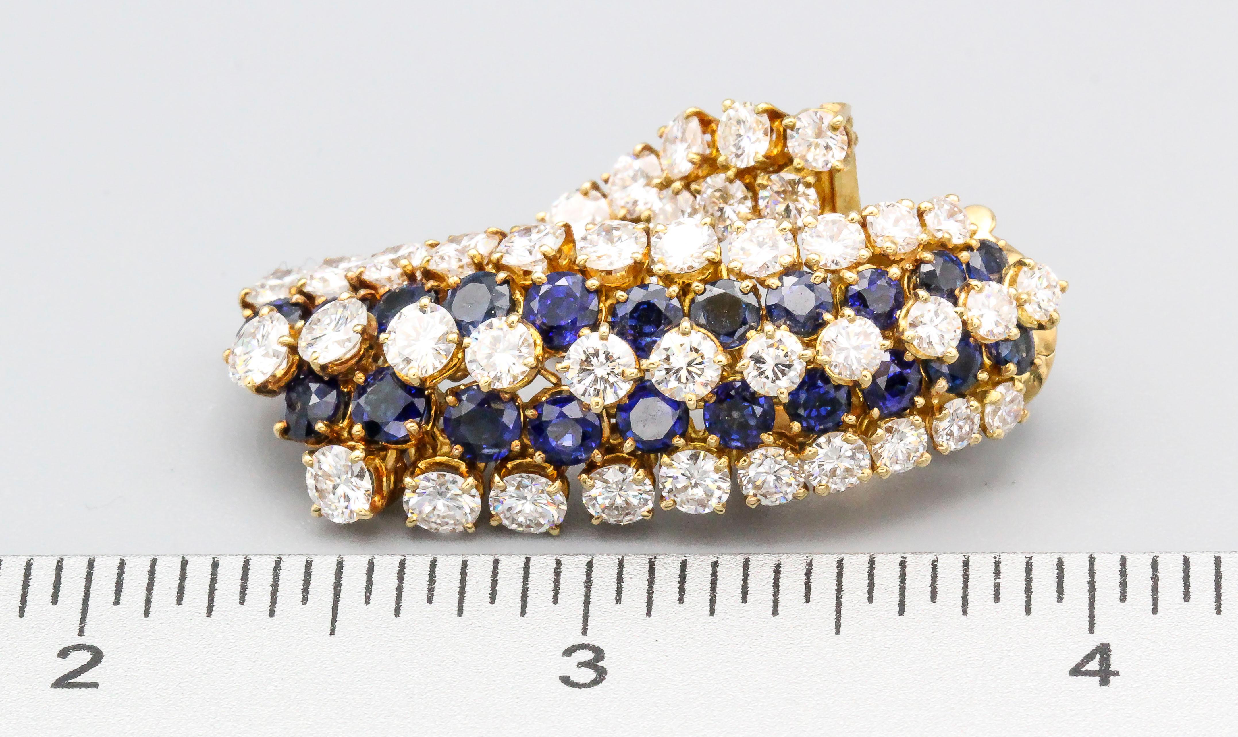 Van Cleef & Arpels Sapphire, Diamond and Gold Ear Pendant Earrings 9