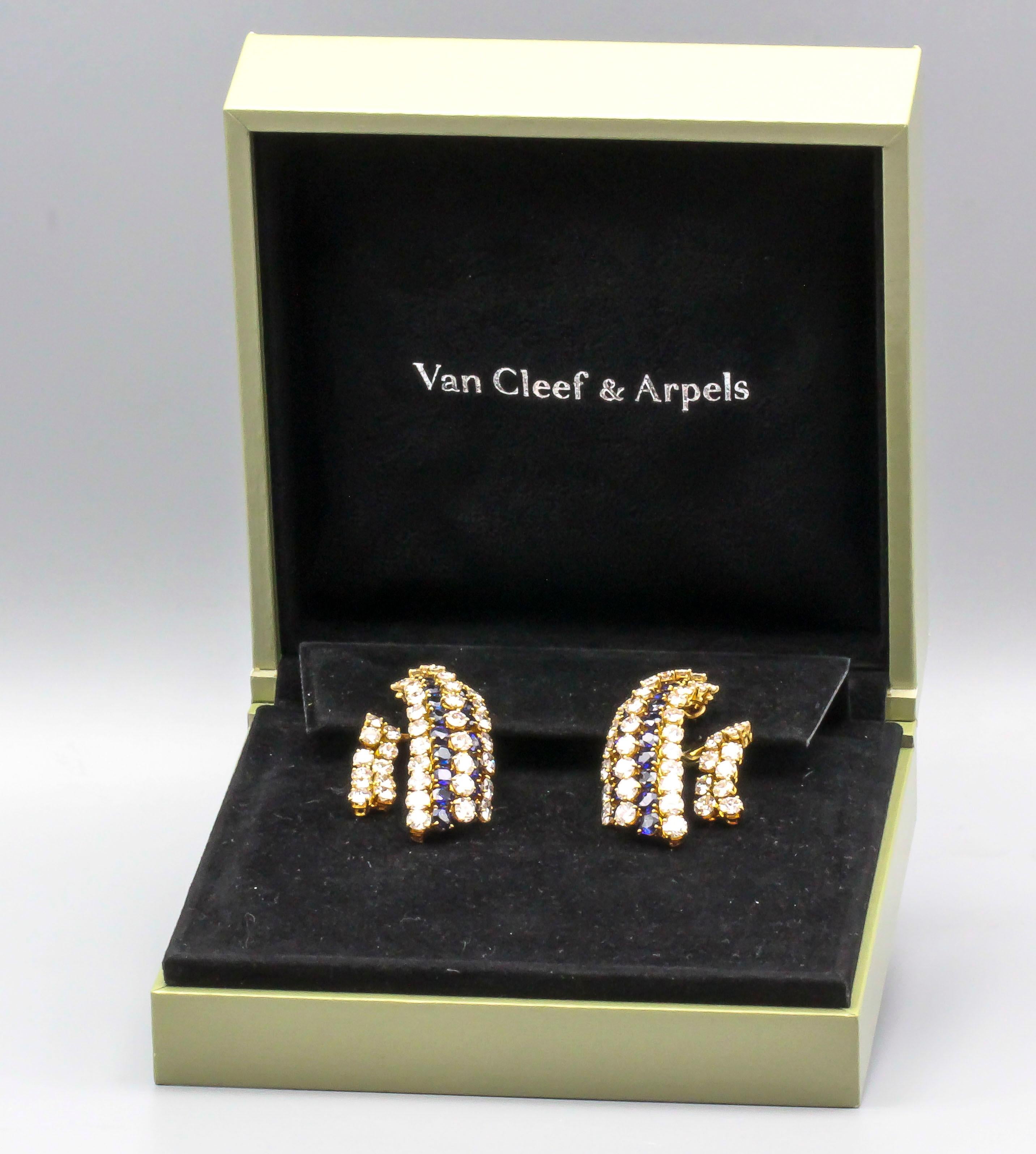Women's Van Cleef & Arpels Sapphire, Diamond and Gold Ear Pendant Earrings