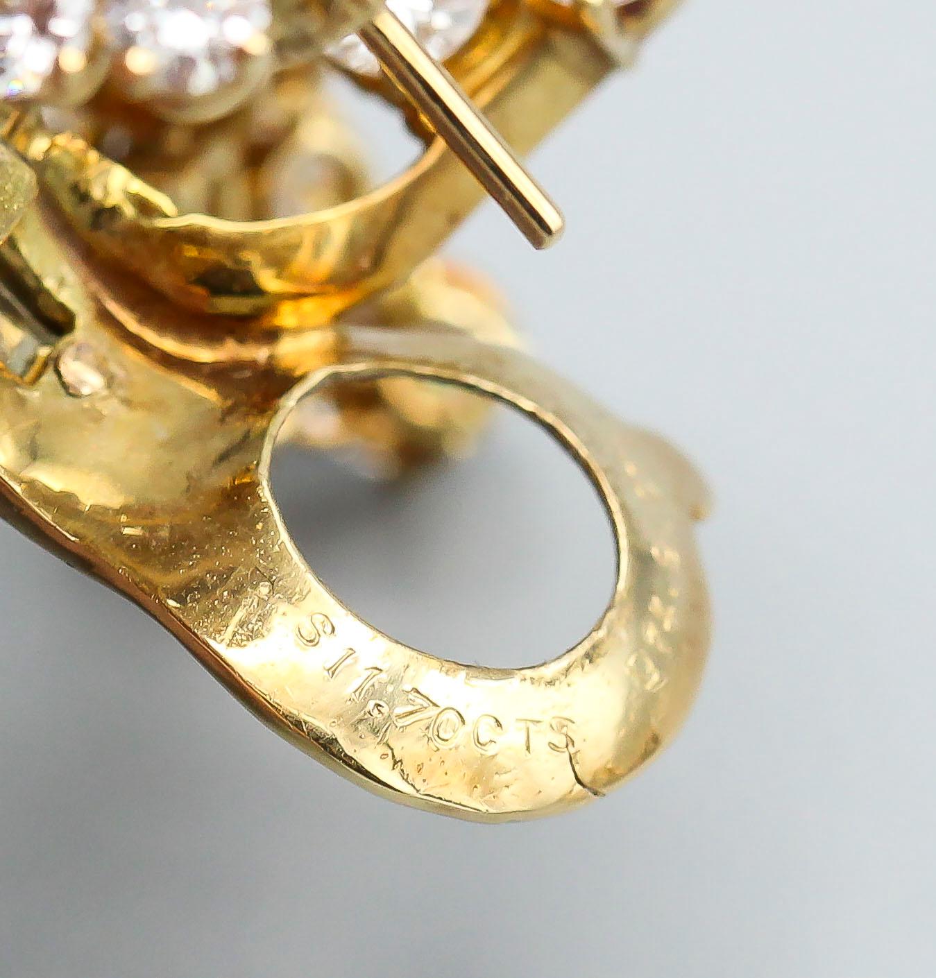 Van Cleef & Arpels Sapphire, Diamond and Gold Ear Pendant Earrings 5
