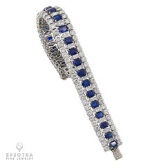 Van Cleef & Arpels Sapphire & Diamond Bracelet in Platinum – 28 ct Total