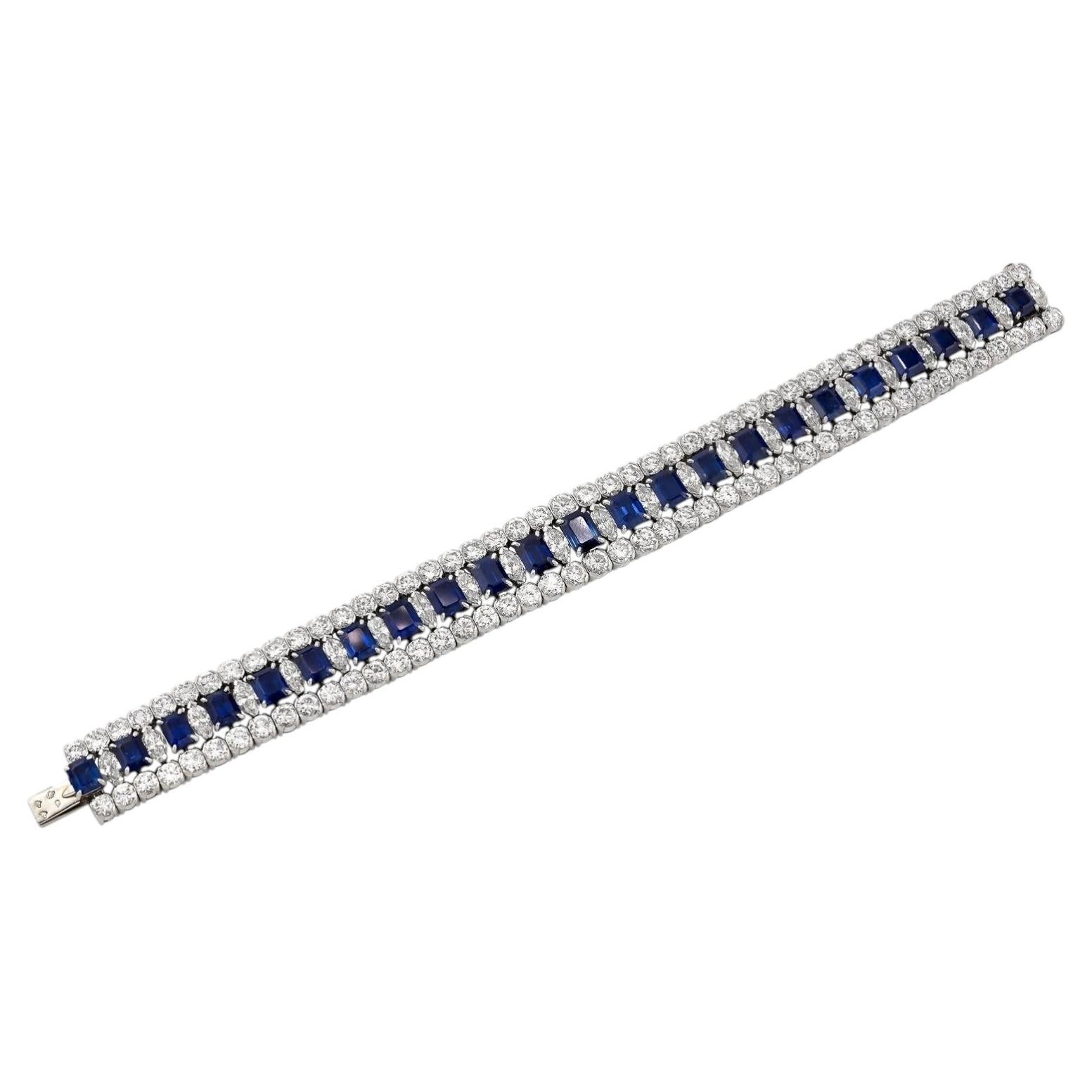 Van Cleef & Arpels Sapphire & Diamond Bracelet in Platinum – 28 ct Total