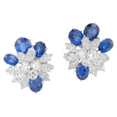 Van Cleef & Arpels Sapphire & Diamond Cluster Earrings