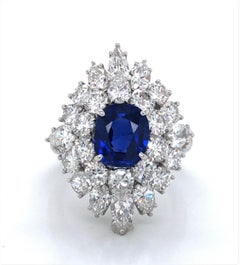 Van Cleef & Arpels Blue Kashmir Sapphire Diamond Cluster Ring
