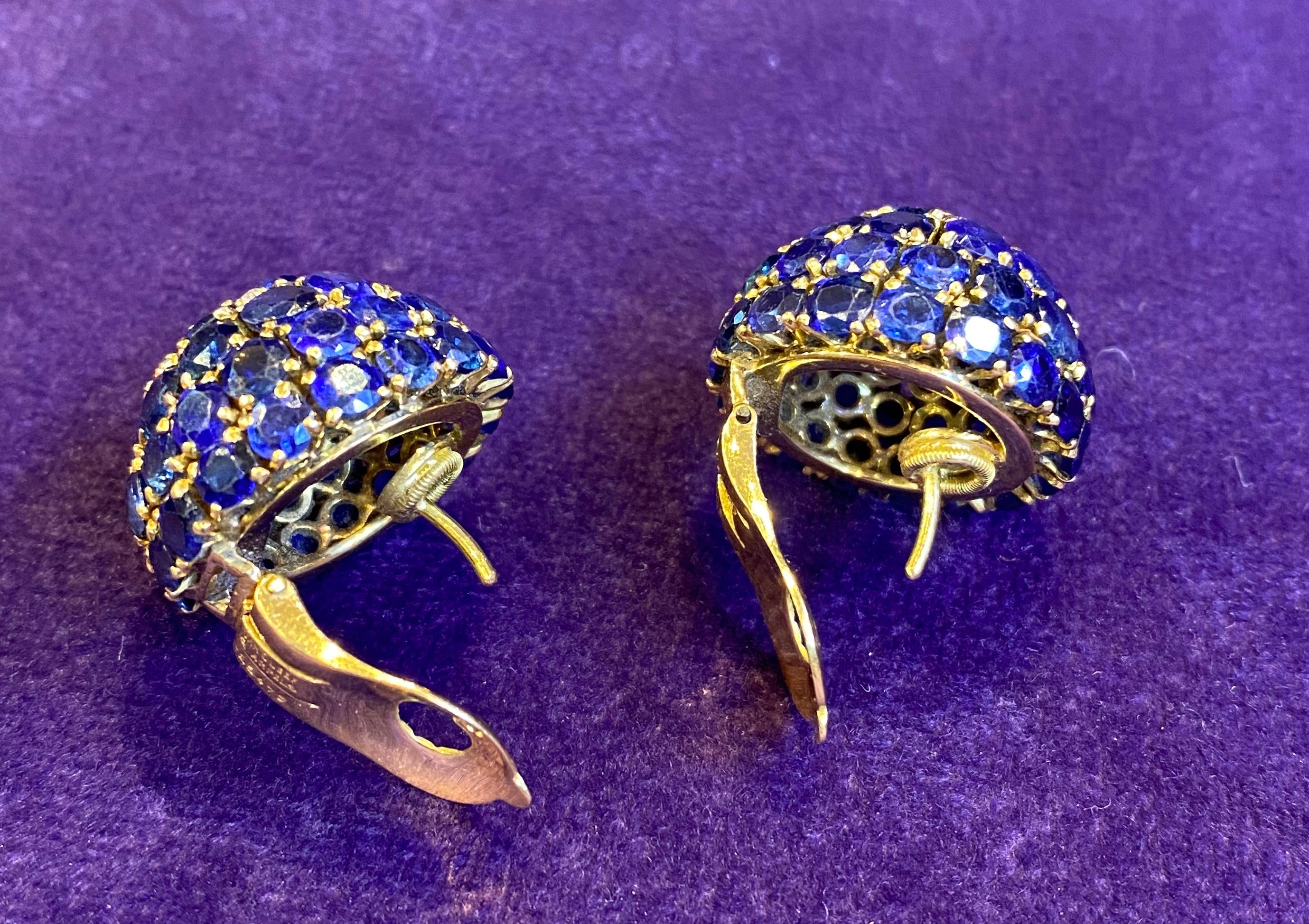 Van Cleef & Arpels Sapphire & Diamond Dome Earrings 2