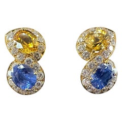 Van Cleef & Arpels Sapphire & Diamond Earrings 18k Yellow Gold