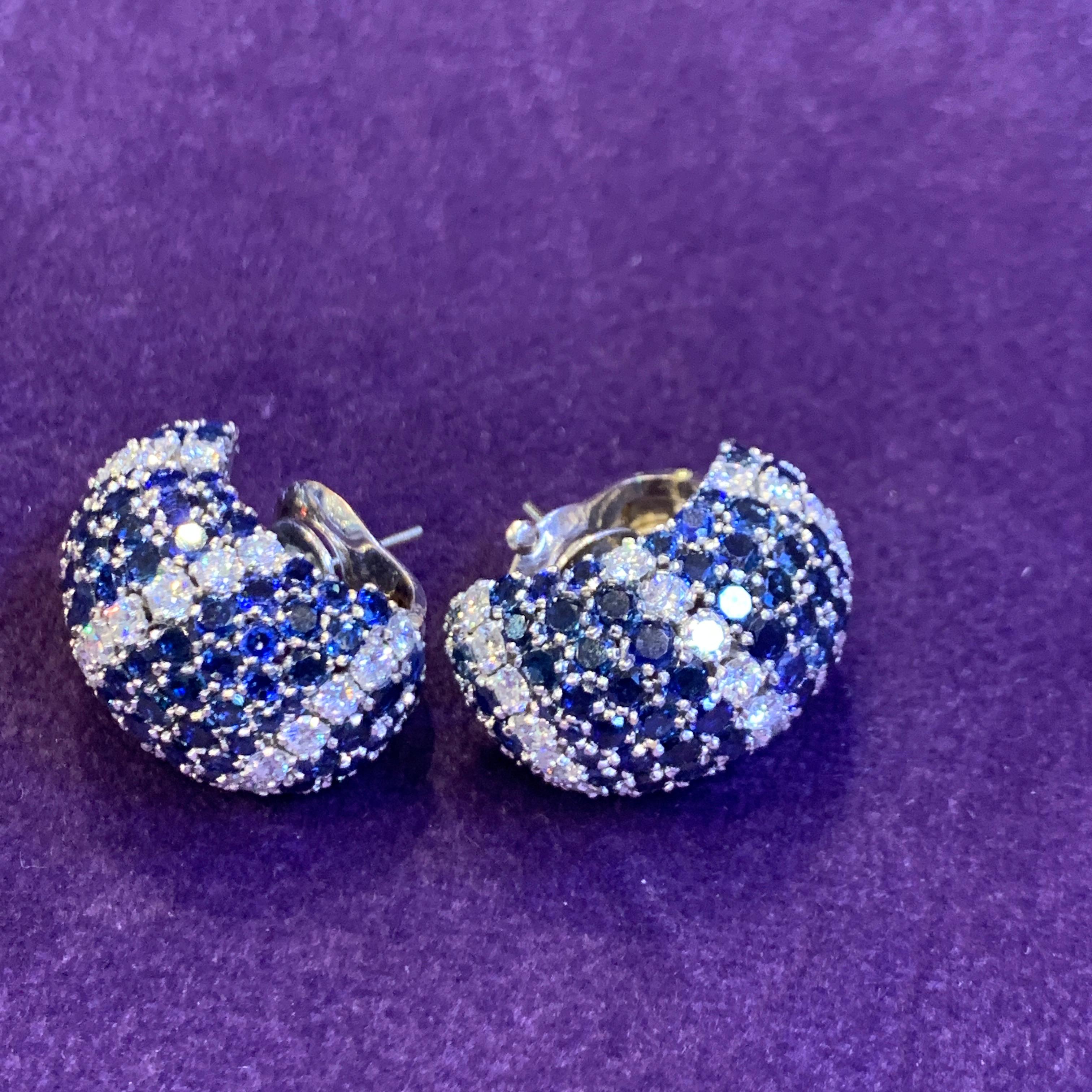 Round Cut Van Cleef & Arpels Sapphire & Diamond Earrings For Sale