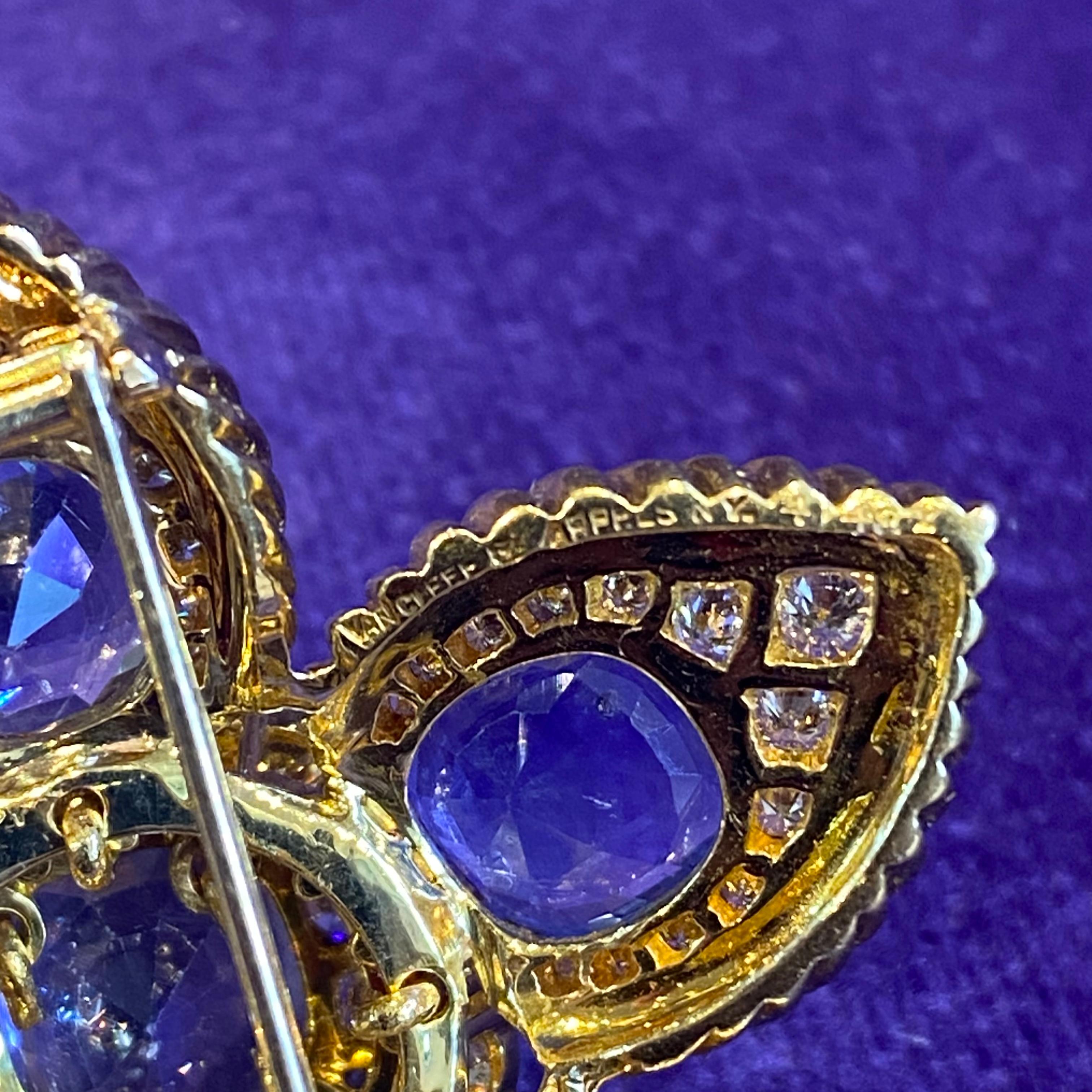 Van Cleef & Arpels Sapphire & Diamond Flower Brooch 2