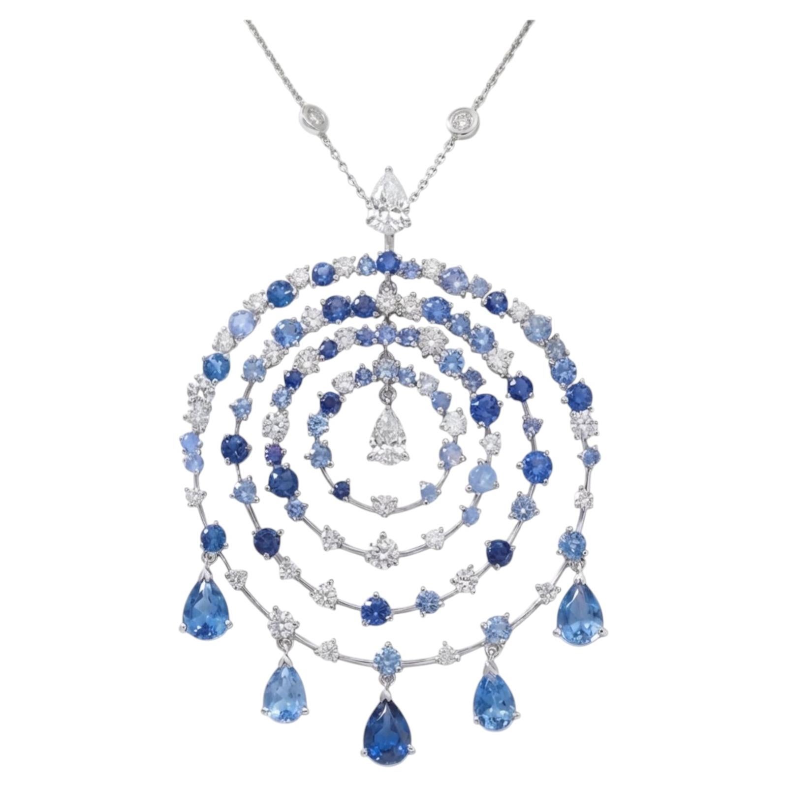 Van Cleef & Arpels Ciondolo Zaffiro Diamante 3,00 Carati Oro Bianco 18K