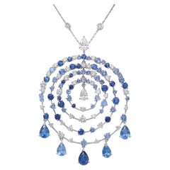 Van Cleef & Arpels Sapphire Diamond Pendant 3.00 Carats 18K White Gold