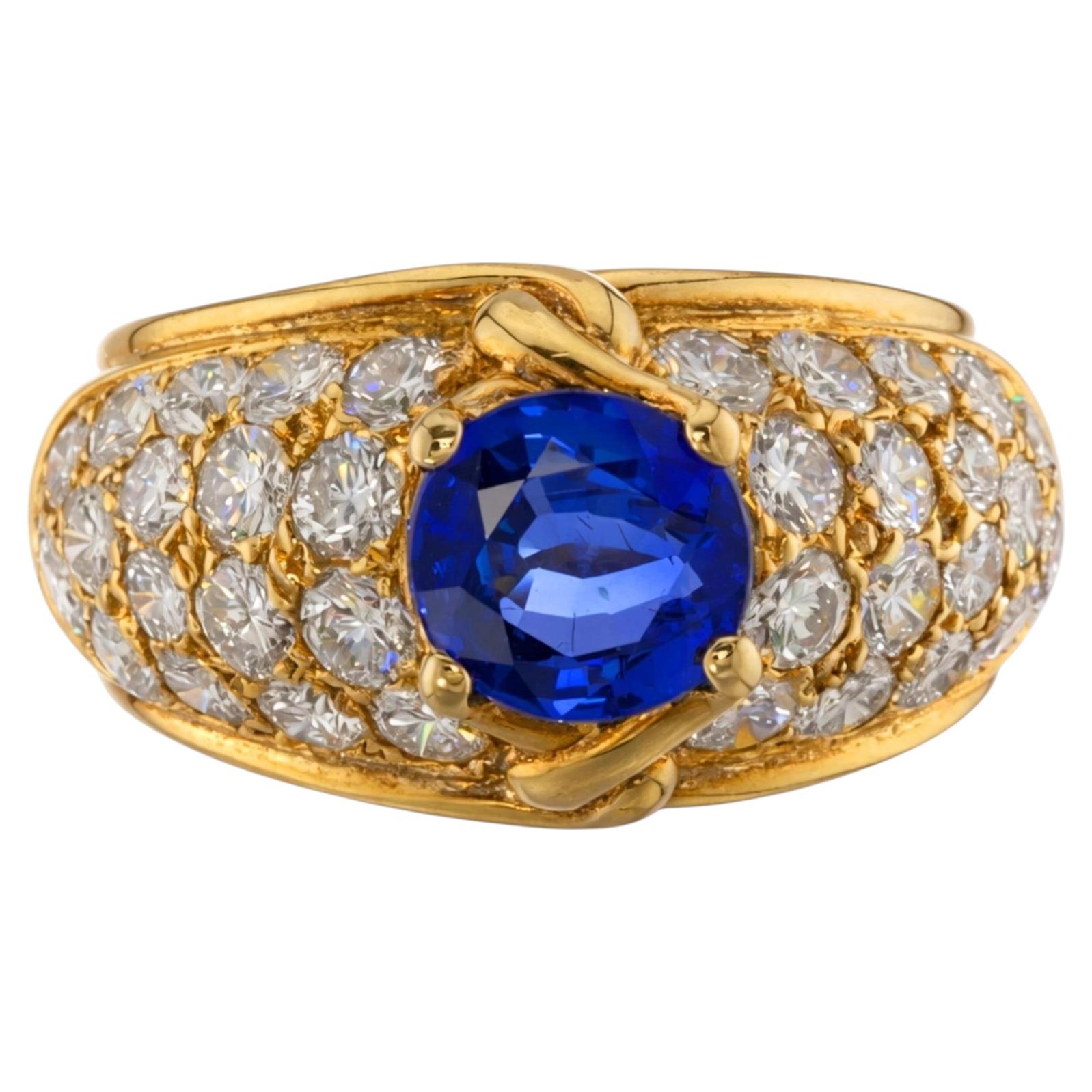 Anillo Van Cleef & Arpels Zafiro Diamante, oro amarillo de 18 quilates, Francia, circa 1990