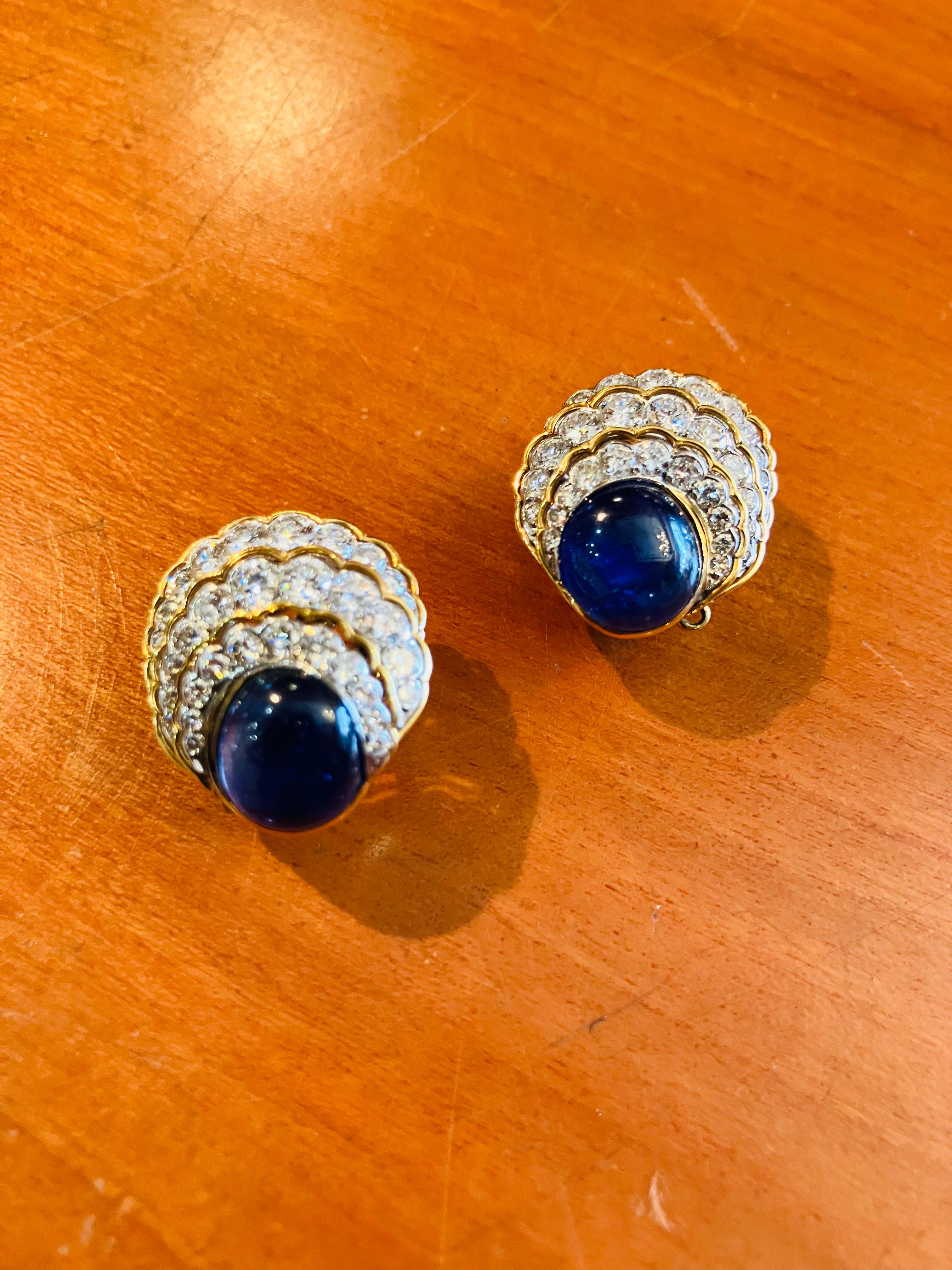 Van Cleef & Arpels Saphir Gold und Diamant  Ohrringe  im Zustand „Hervorragend“ im Angebot in Palm Beach, FL