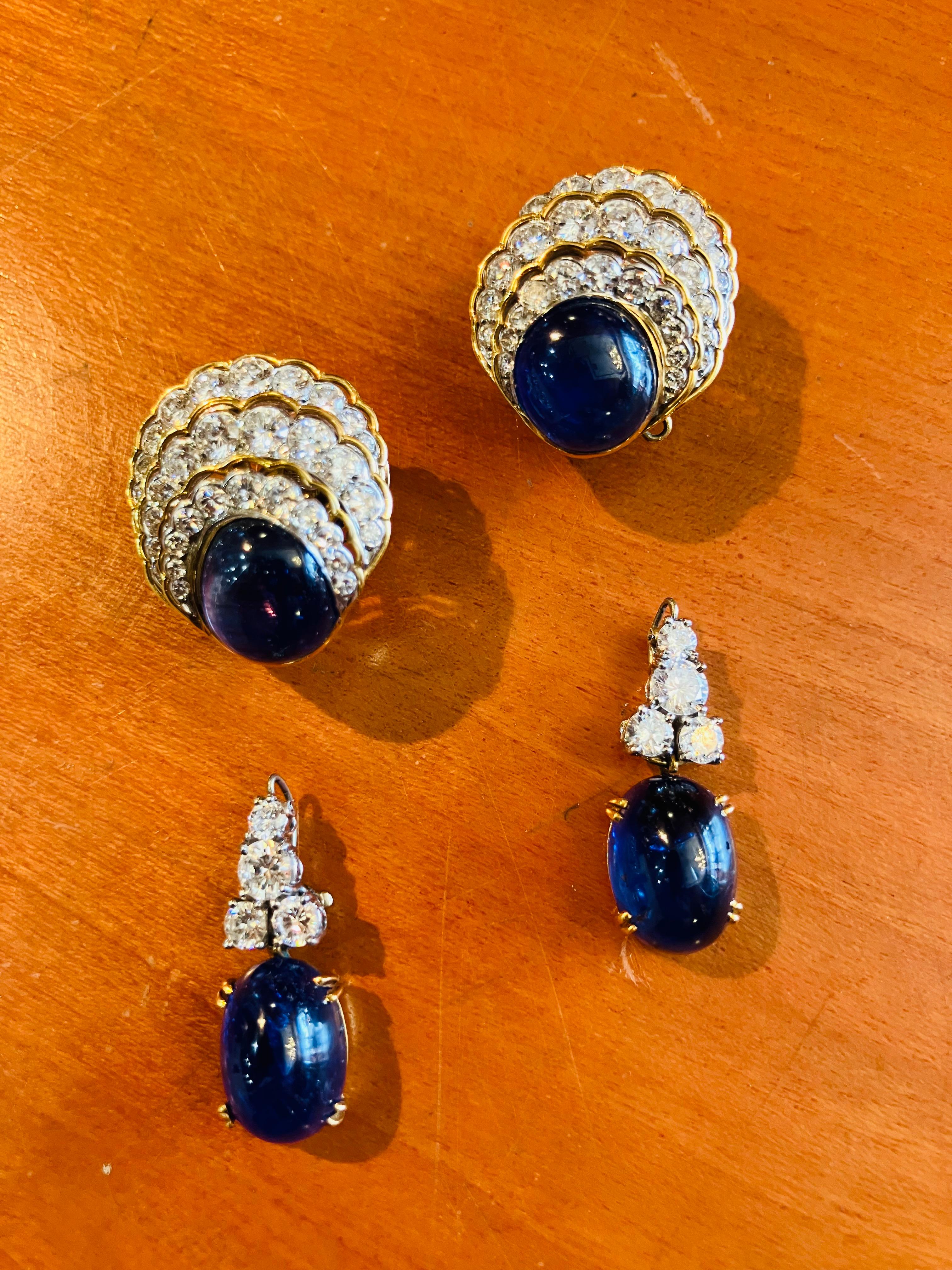 Van Cleef & Arpels Sapphire Gold and Diamond  Earrings  For Sale 1