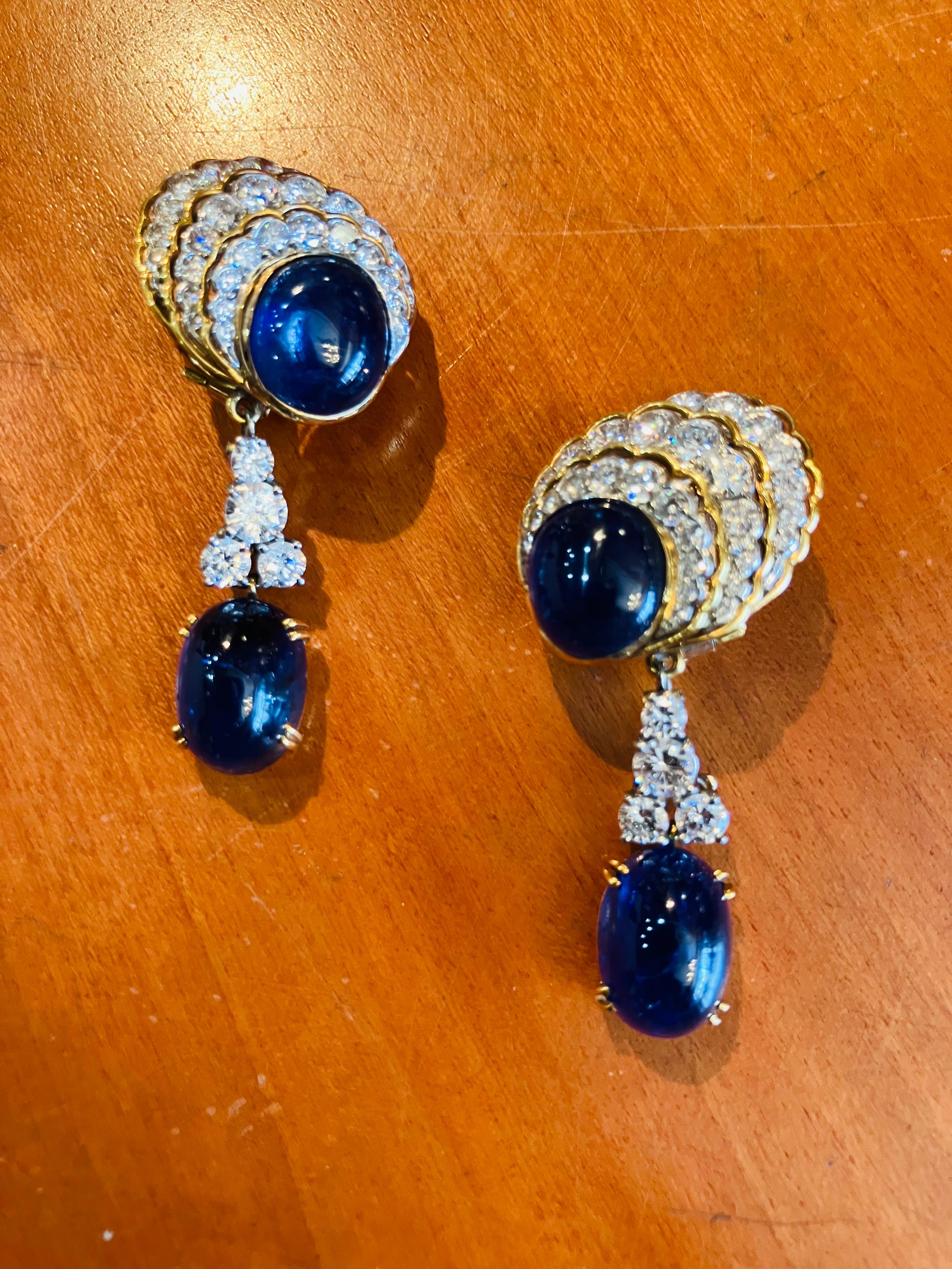 Van Cleef & Arpels Or saphir et diamant  Boucles d'oreilles 