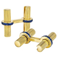 Van Cleef & Arpels Sapphire Gold Baton Vintage Cufflinks