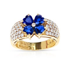 Van Cleef & Arpels Sapphire Hearts with Round Diamonds Ring