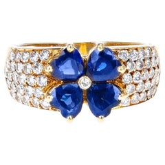 Van Cleef & Arpels Sapphire Hearts with Round Diamonds Ring