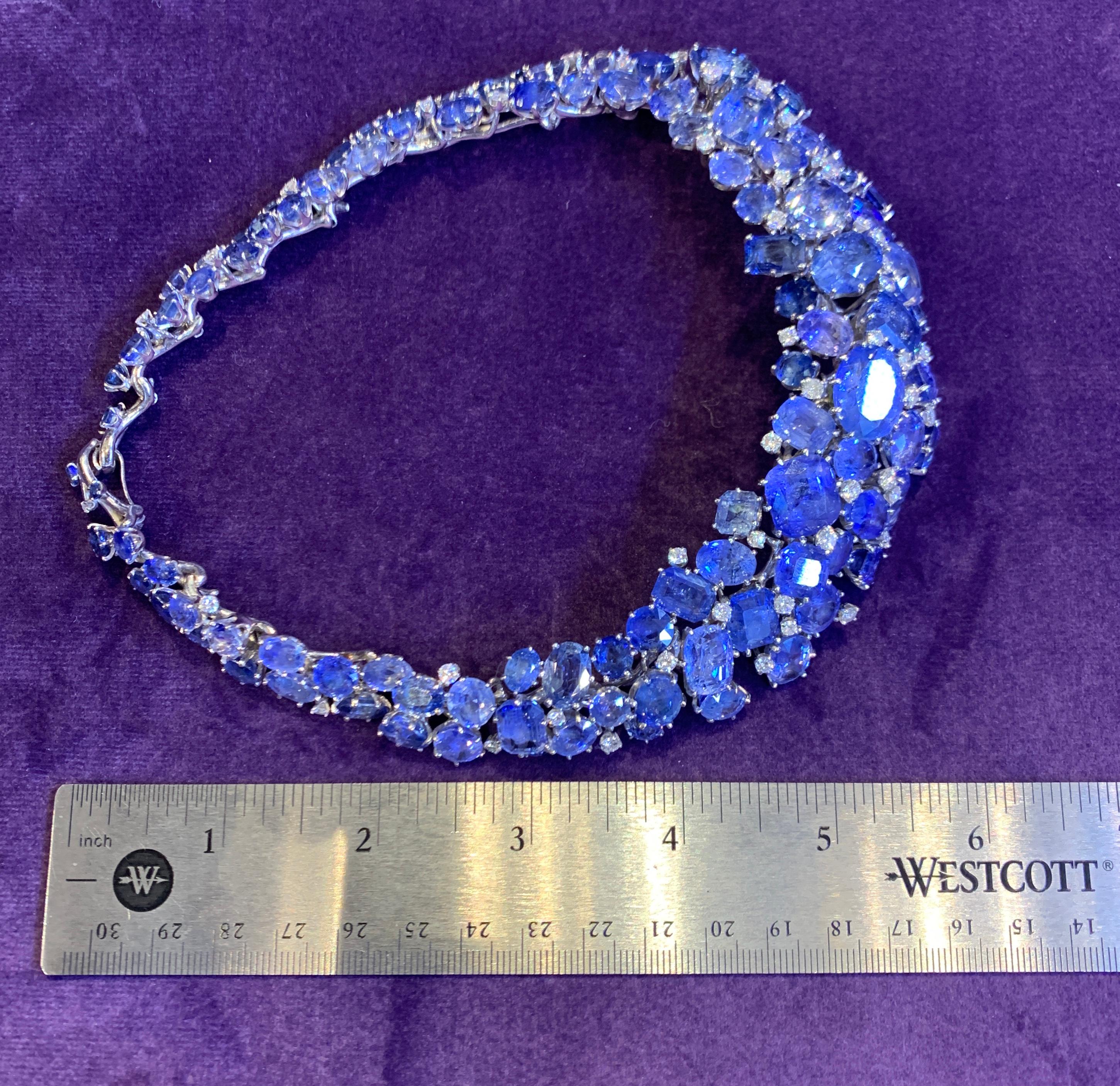 Van Cleef and Arpels Sapphire Necklace, Bracelet, and Earrings Set For