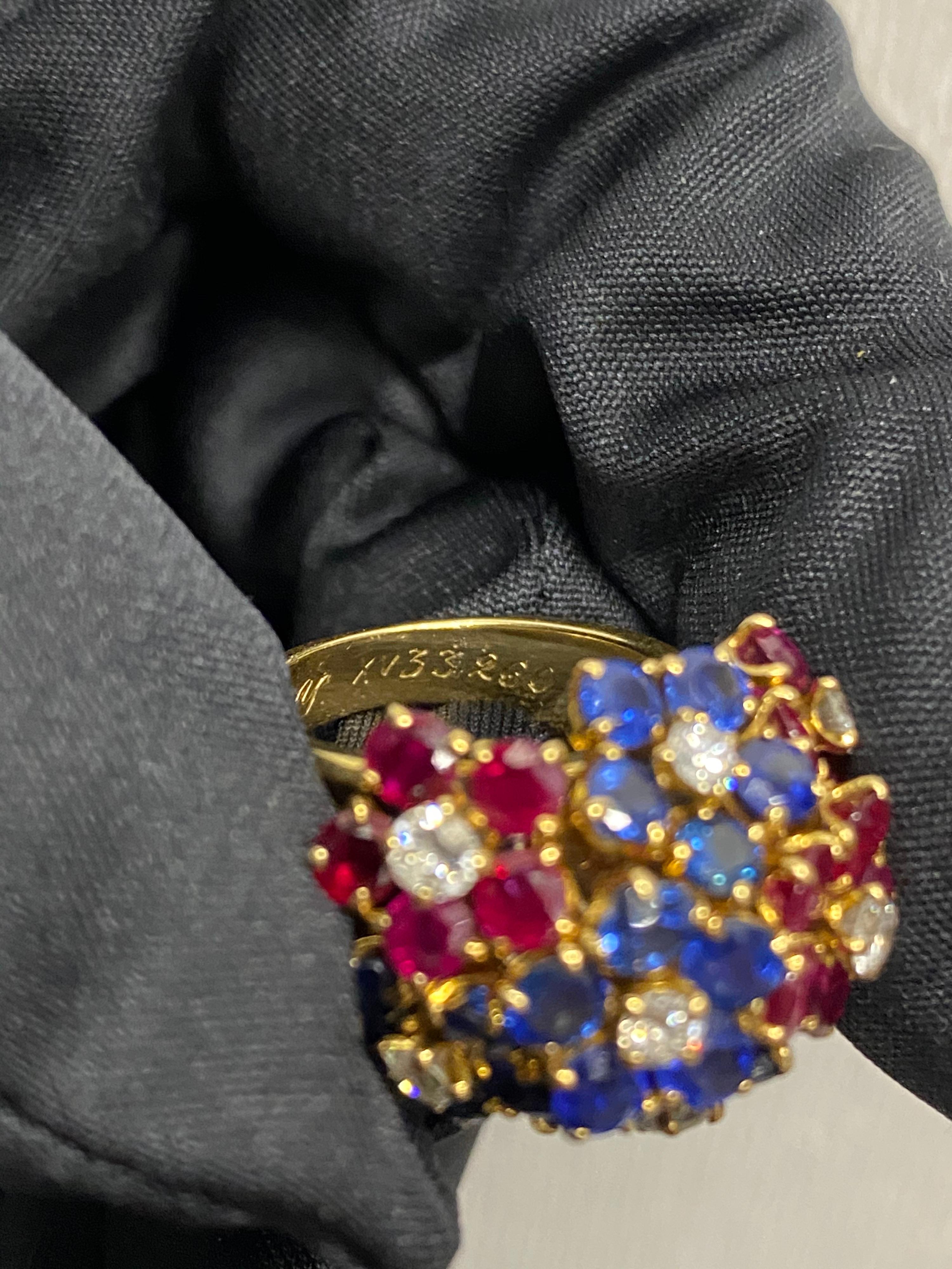 Van Cleef & Arpels Sapphire Ruby and Diamond Ring In Excellent Condition In New York, NY