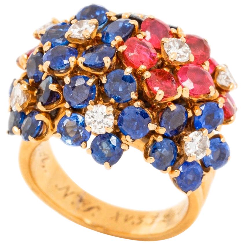 Van Cleef & Arpels Sapphire Ruby and Diamond Ring