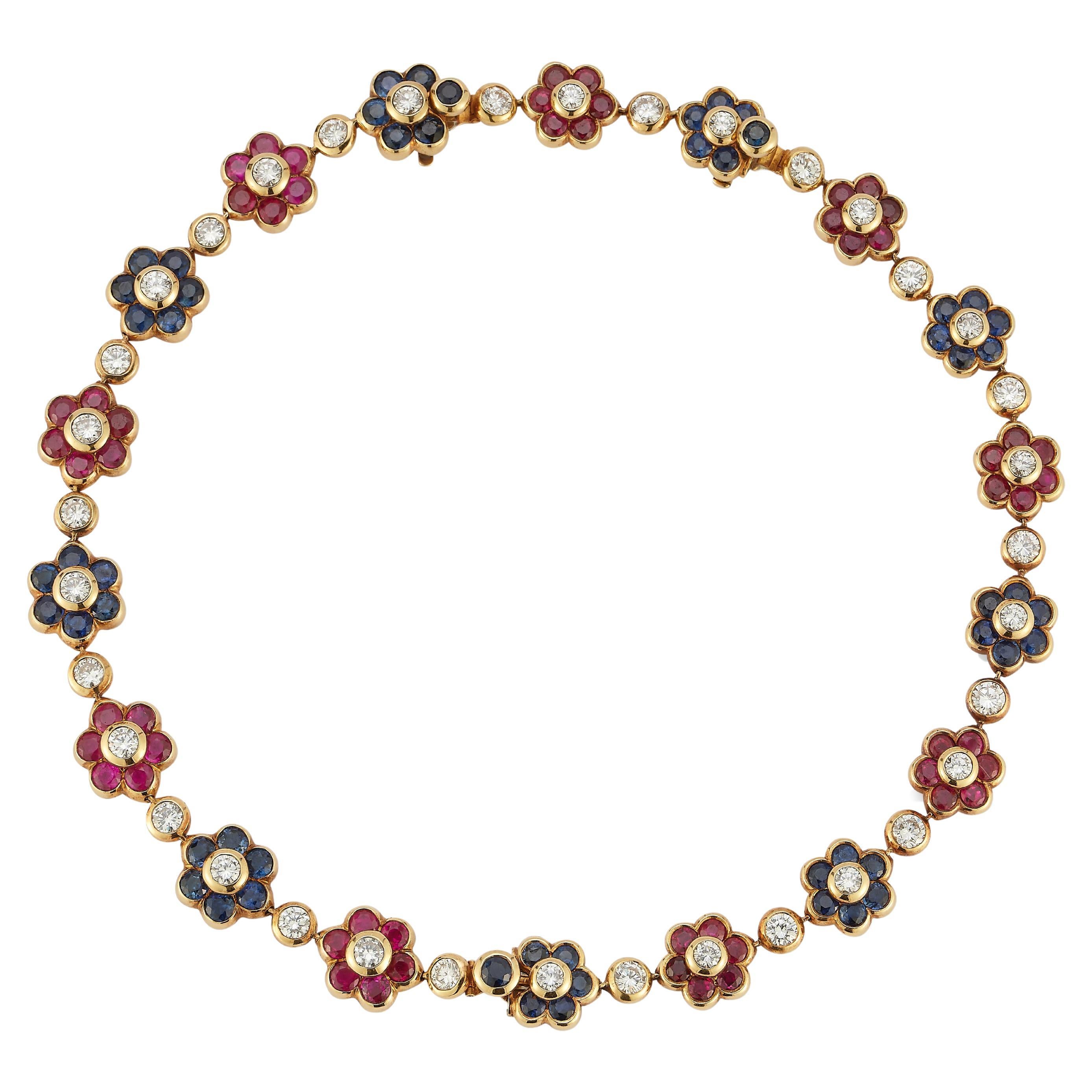 Van Cleef & Arpels Umwandelbare Halskette mit Saphir, Rubin und Diamant
