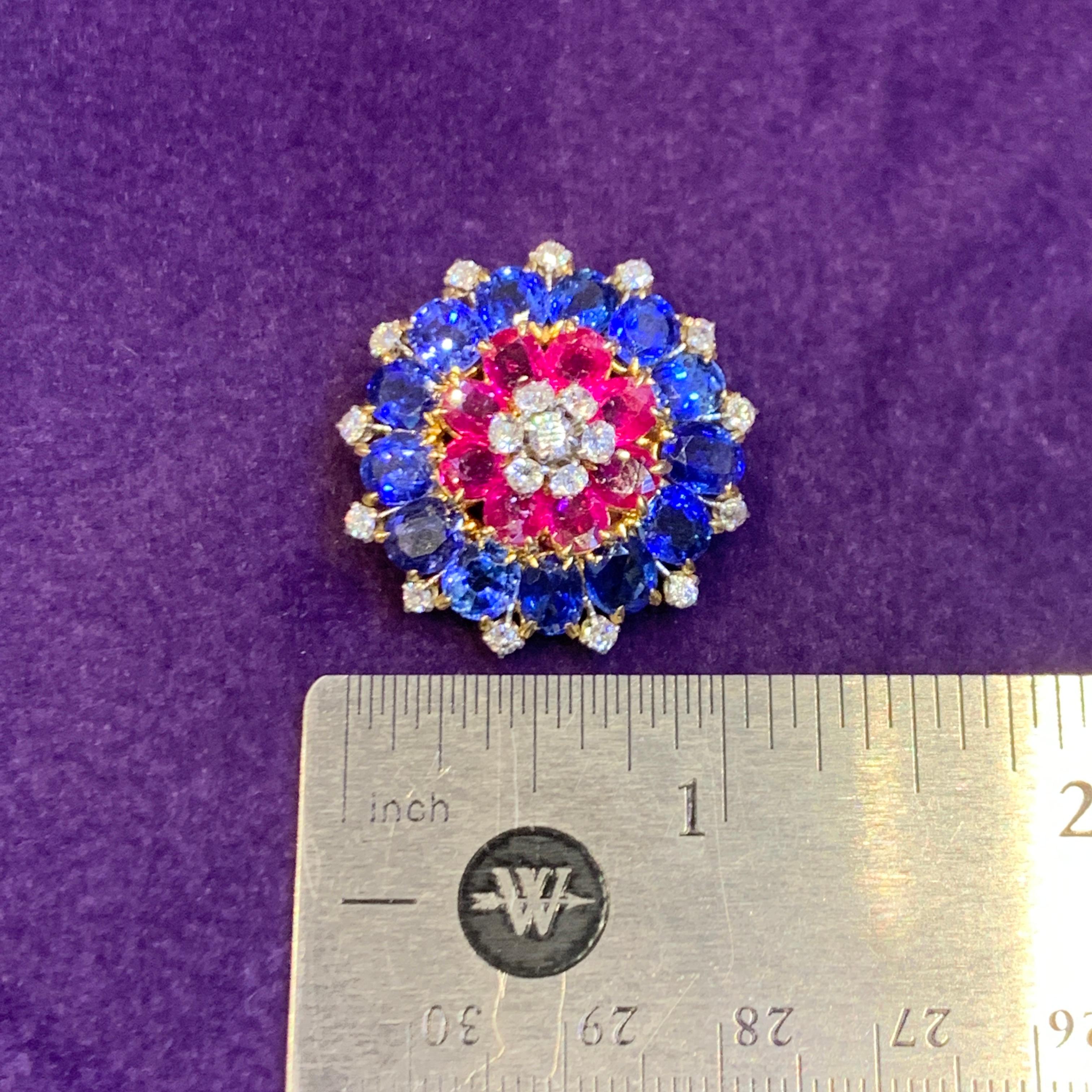 Van Cleef & Arpels Sapphire Ruby & Diamond Earrings For Sale 1