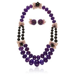 VAN CLEEF & ARPELS Secret de Cassis Amethyst Necklace & Ear Clips