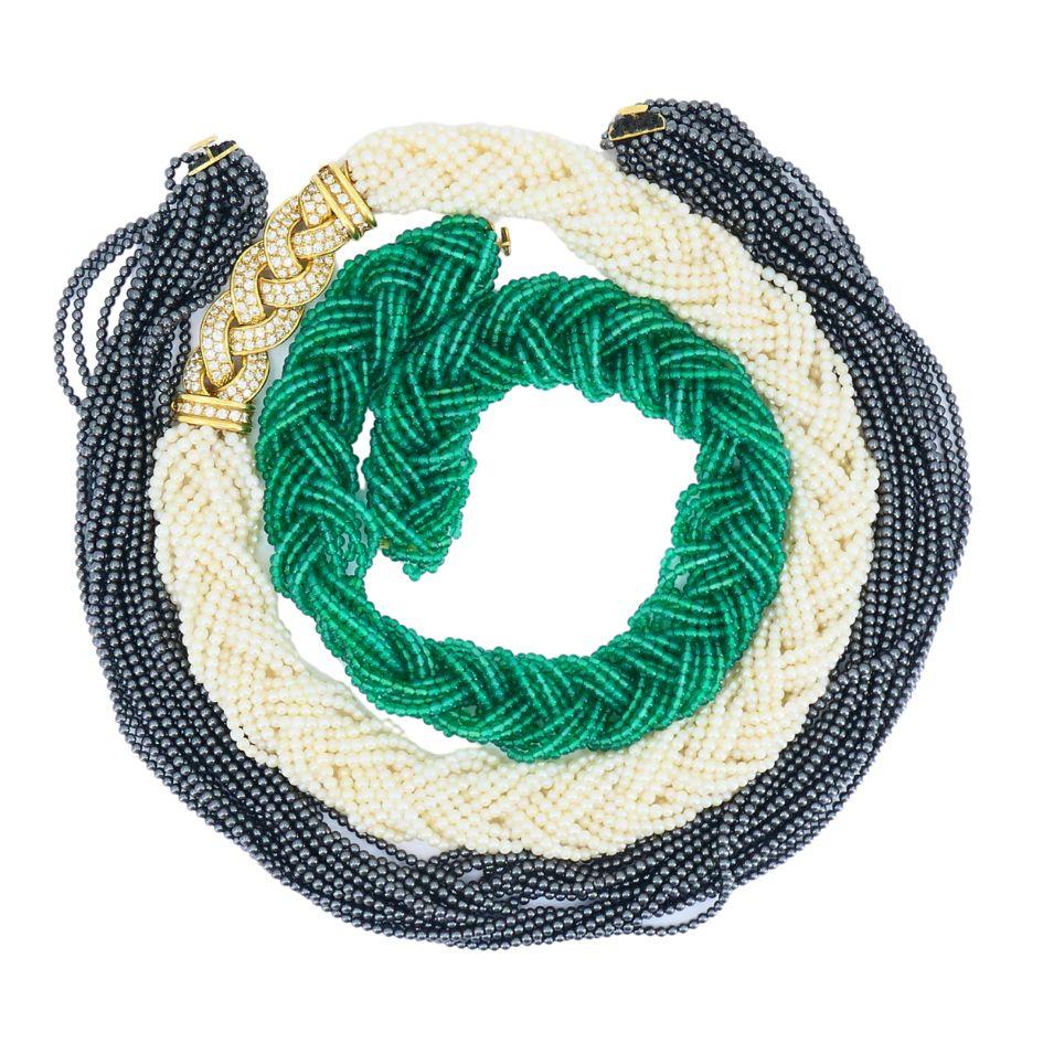 Van Cleef & Arpels, colliers de perles interchangeables en or 18 carats avec diamants en vente 3