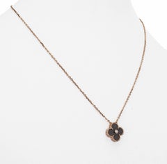 Van Cleef & Arpels Silver Obsidian Vintage Alhambra Diamond Rose Gold Pendant
