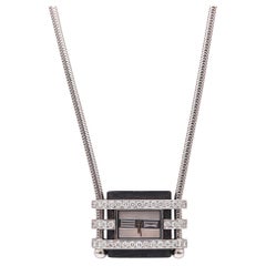 VAN CLEEF
ARPELS Slider Necklace-Watch In Platinum 18Kt Gold Wood And Diamonds